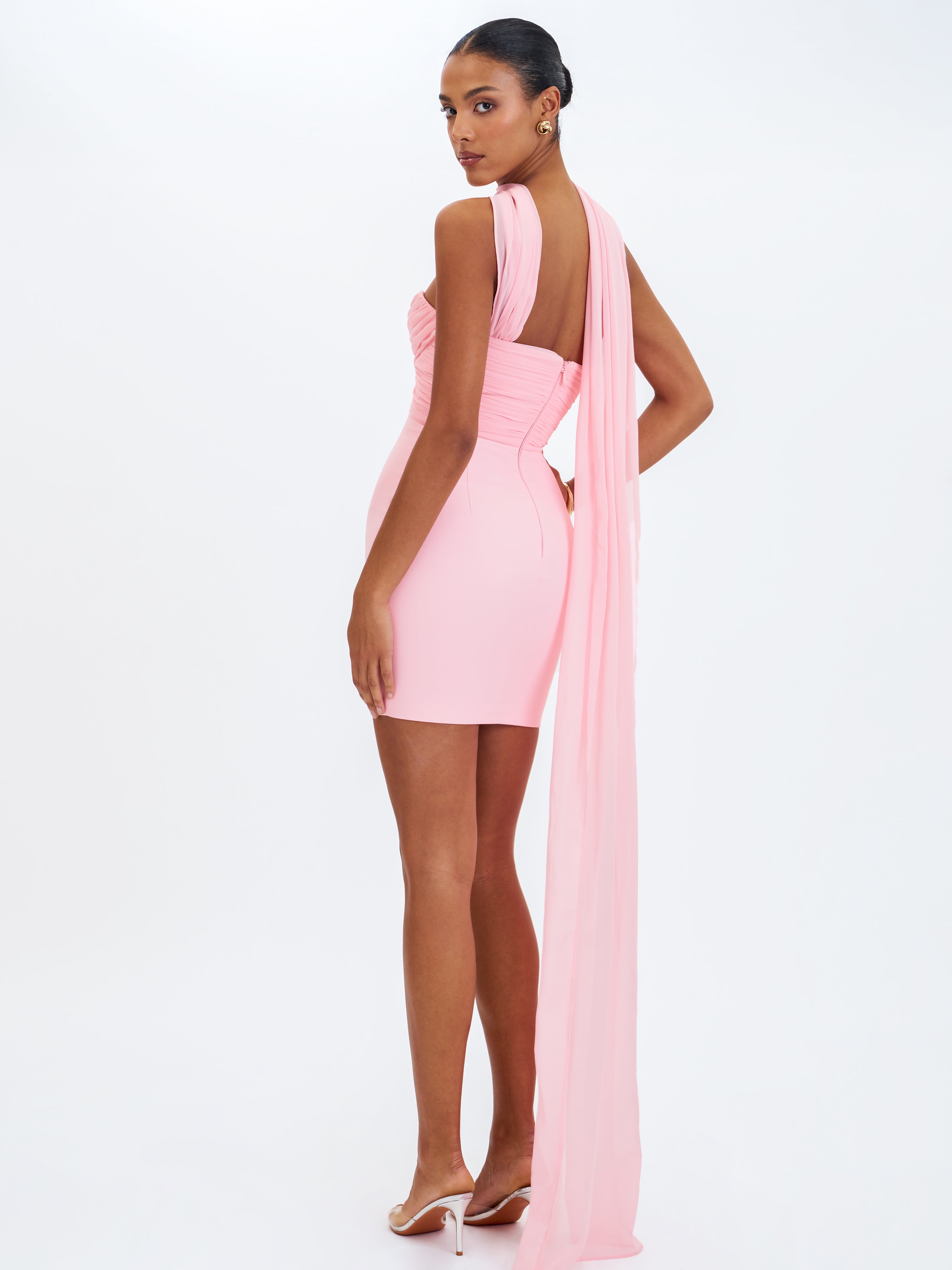 Olivia Rose Pink Strapless Crossover Mini Dress