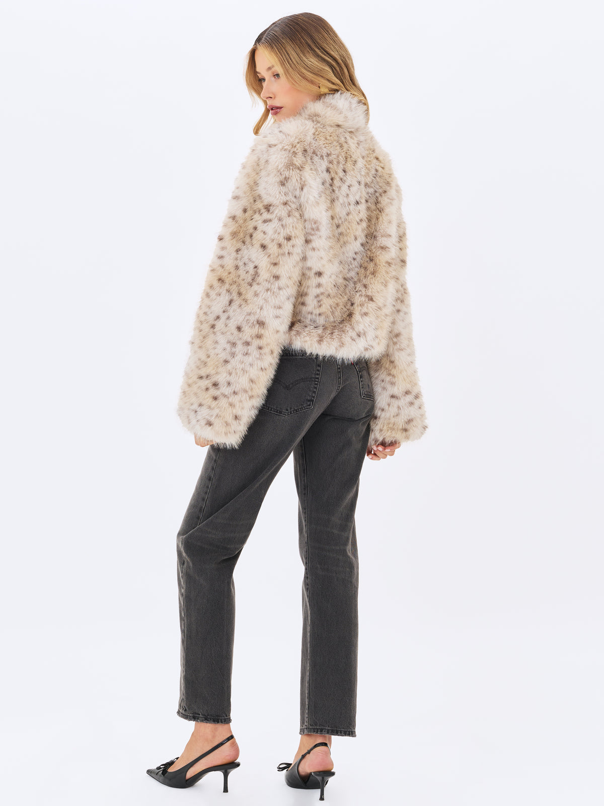 Margot Faux Cheetah Fur Jacket with Pockets