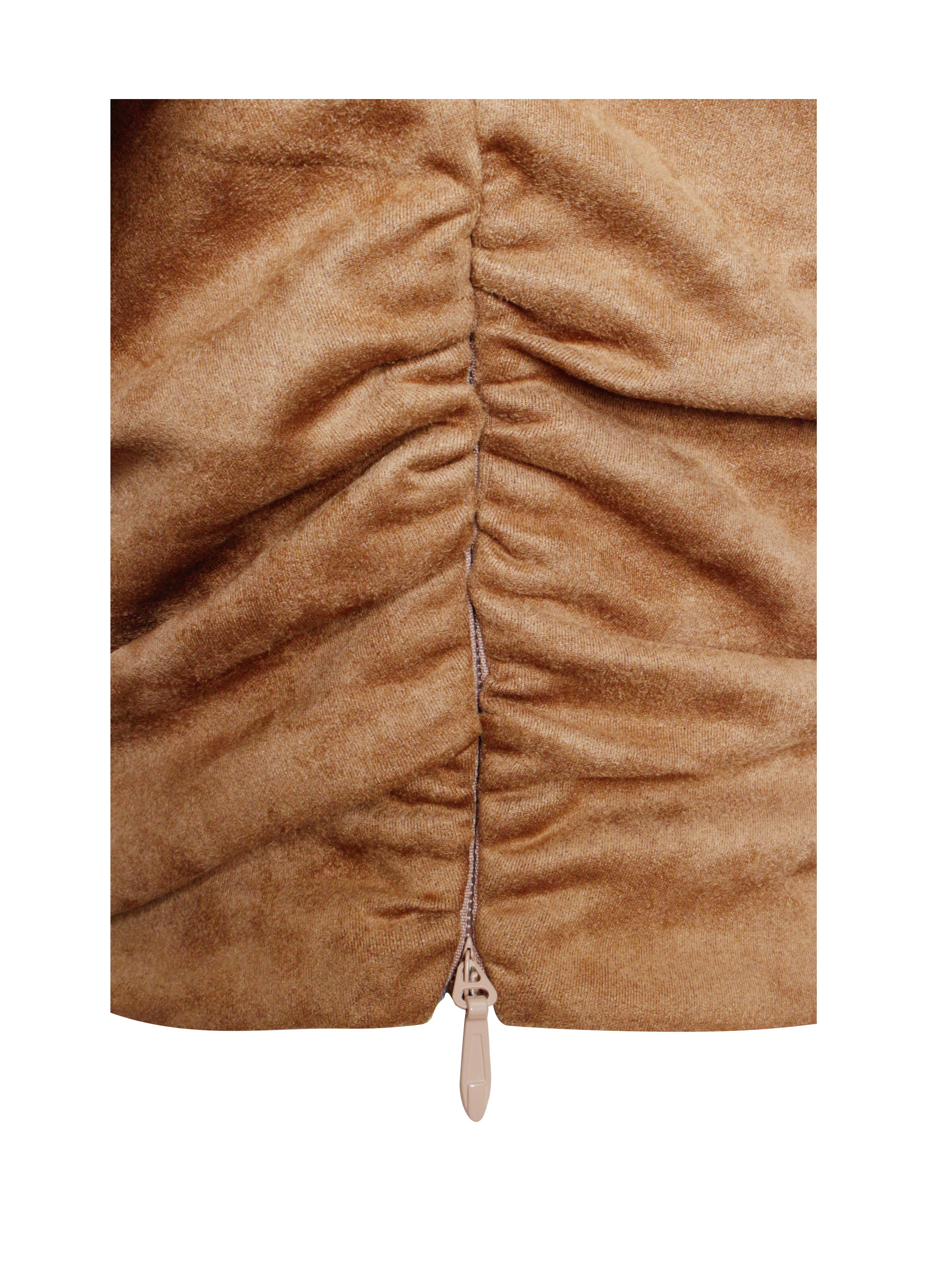 Yara Brown Suede Slash Neck Tank Top
