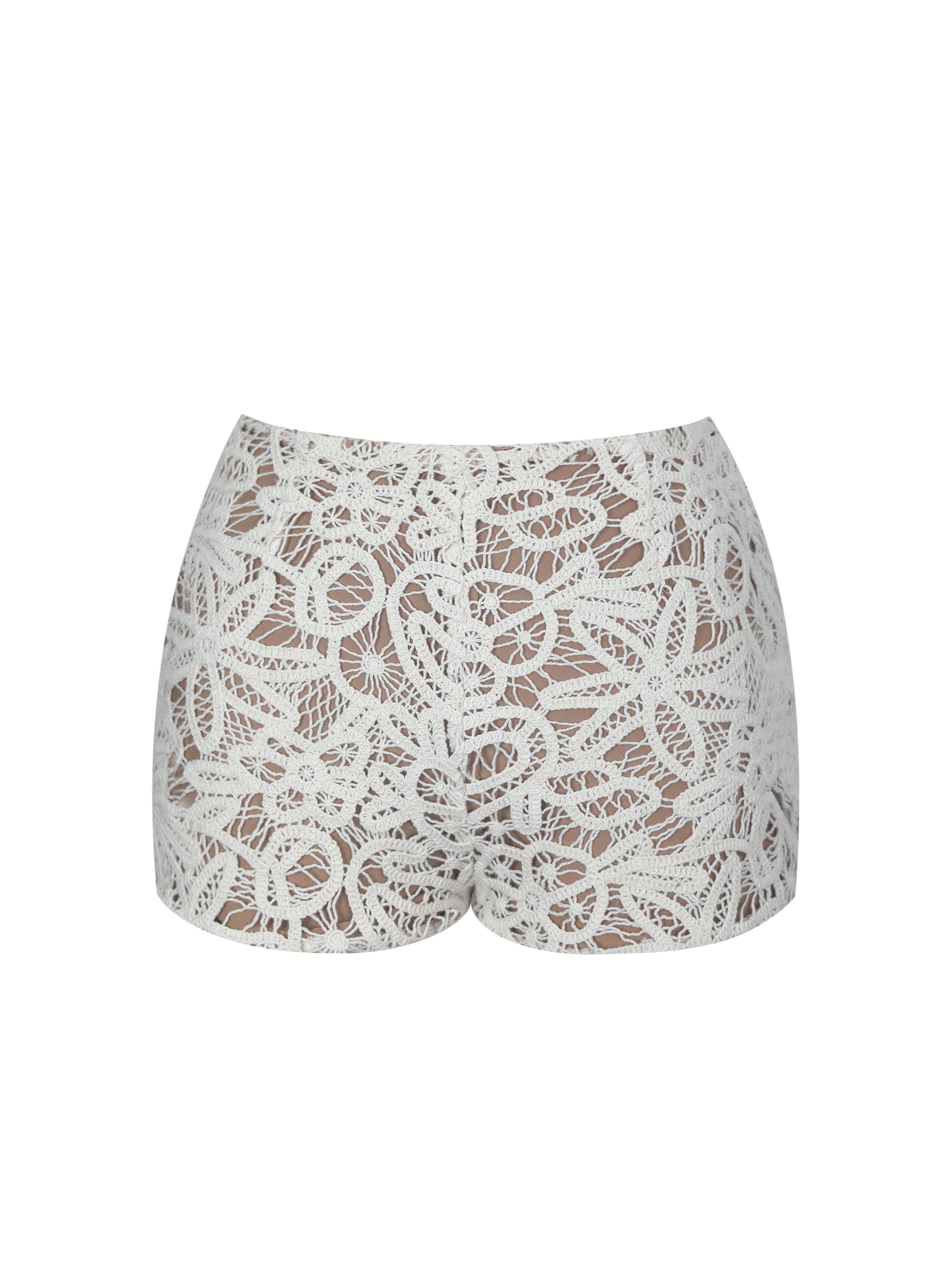Rosanne Cream Cotton Crochet Shorts