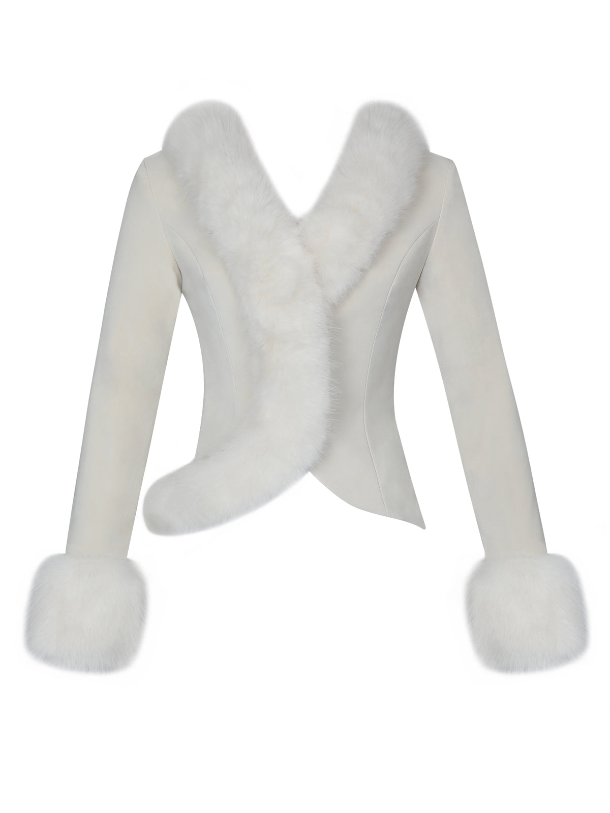 Adrian Cream Soft Leather Fur-Trimmed Top