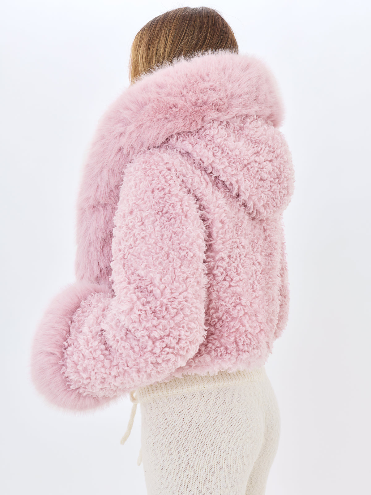Kali Rose Cropped Vegan Shearling Fur Jacket