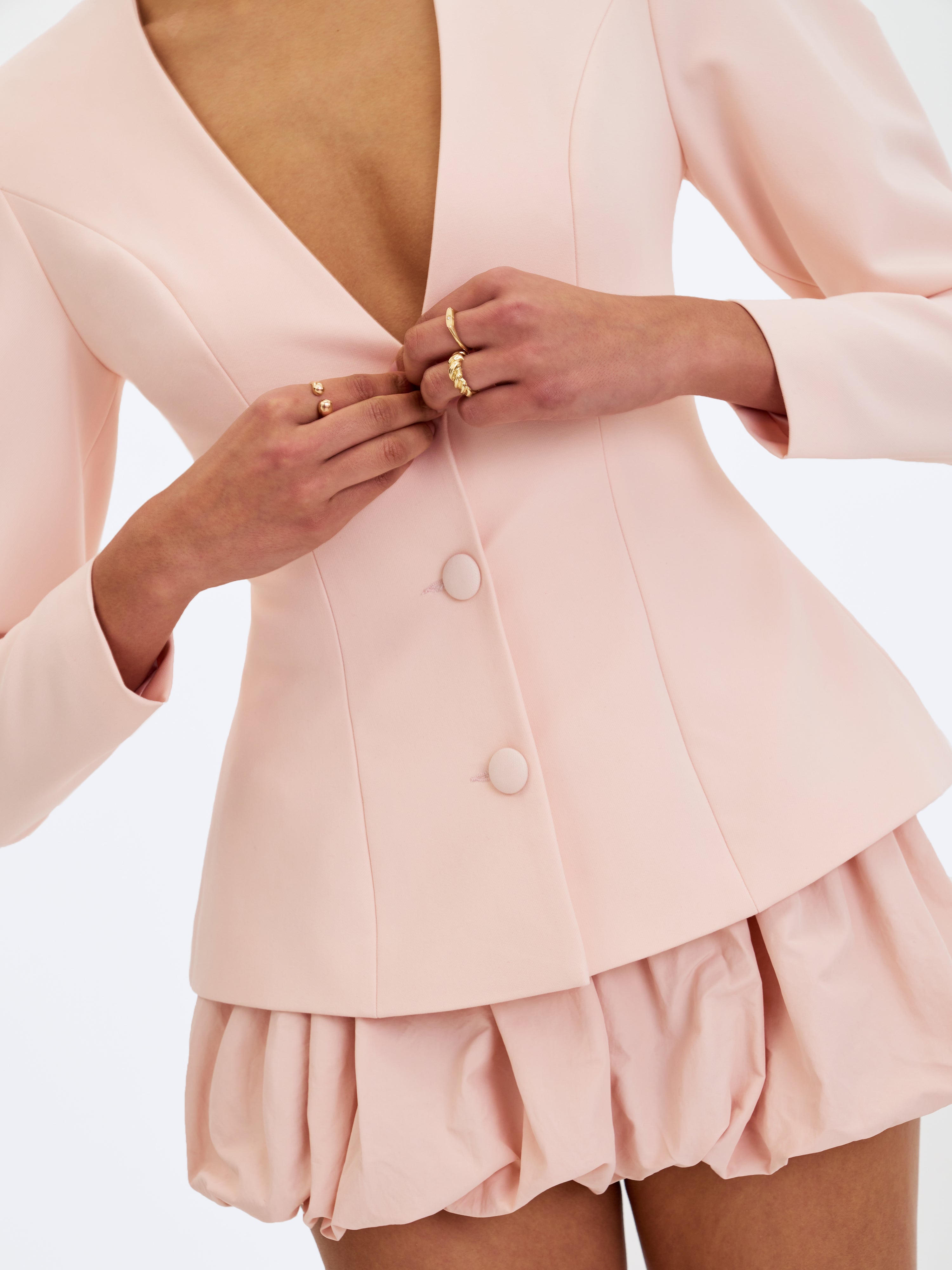 Savannah Tulip Pink Peplum Blazer