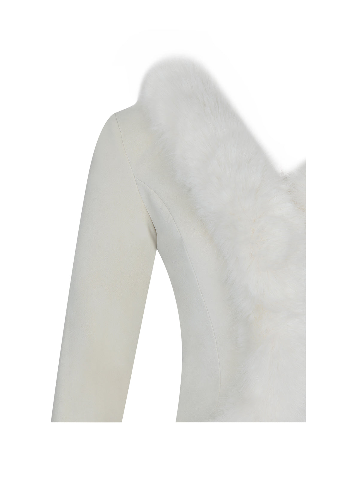 Adrian Cream Soft Leather Fur-Trimmed Top