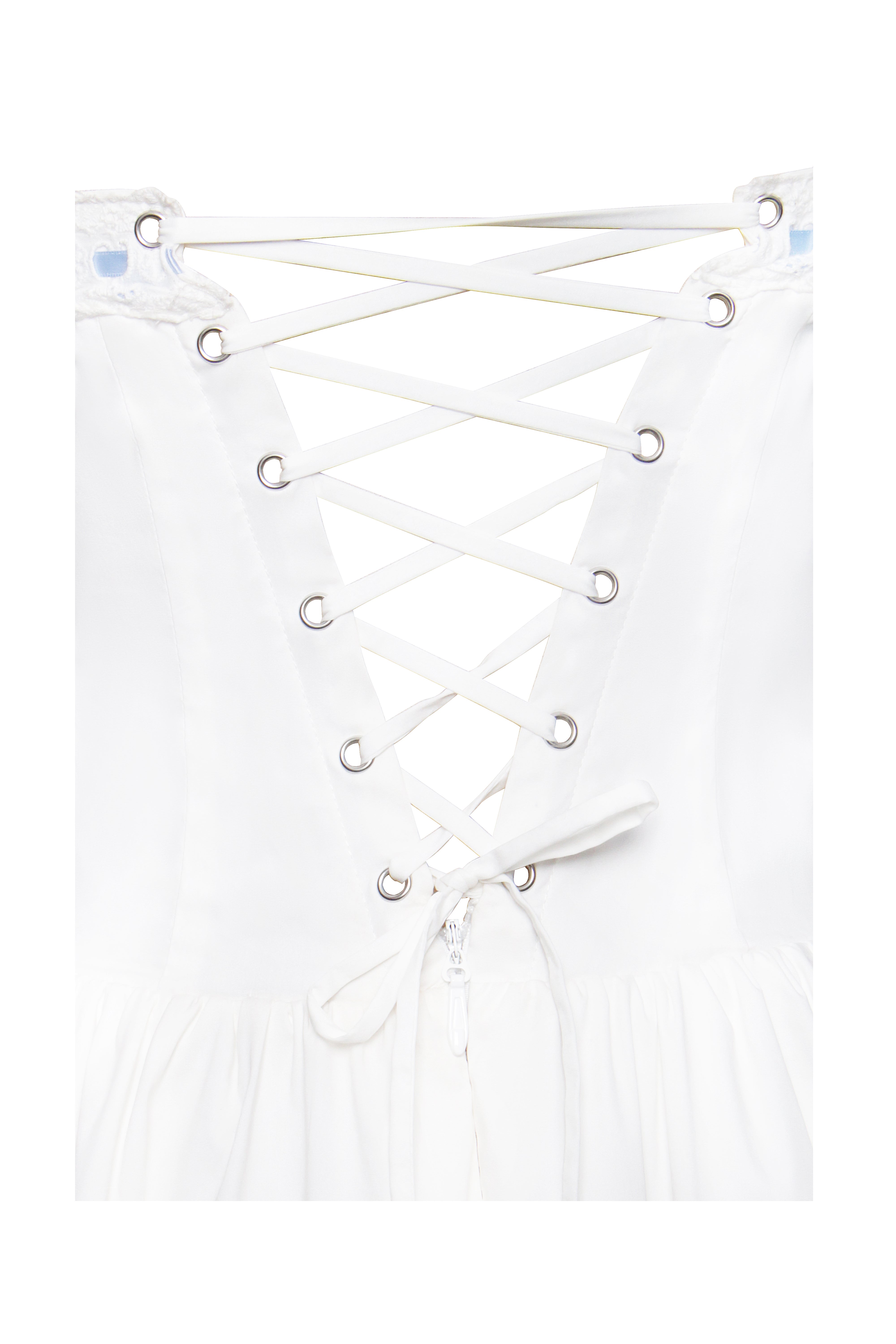 Malia Drop Waist Corset Lace Up Back Mini Dress (Archive Sale)