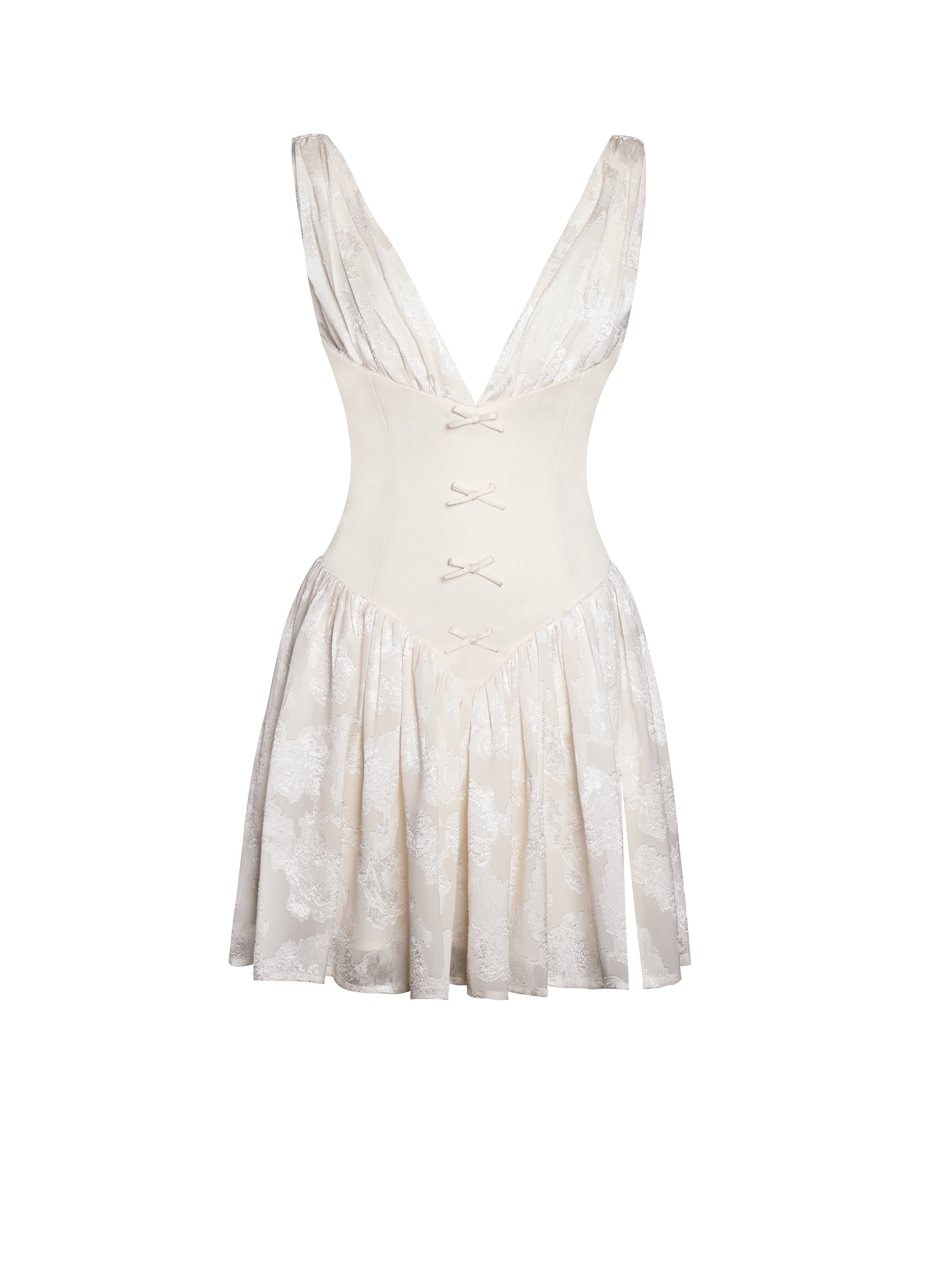 Zahara Off White Jacquard Drop Waist Mini Dress (Archive Sale)