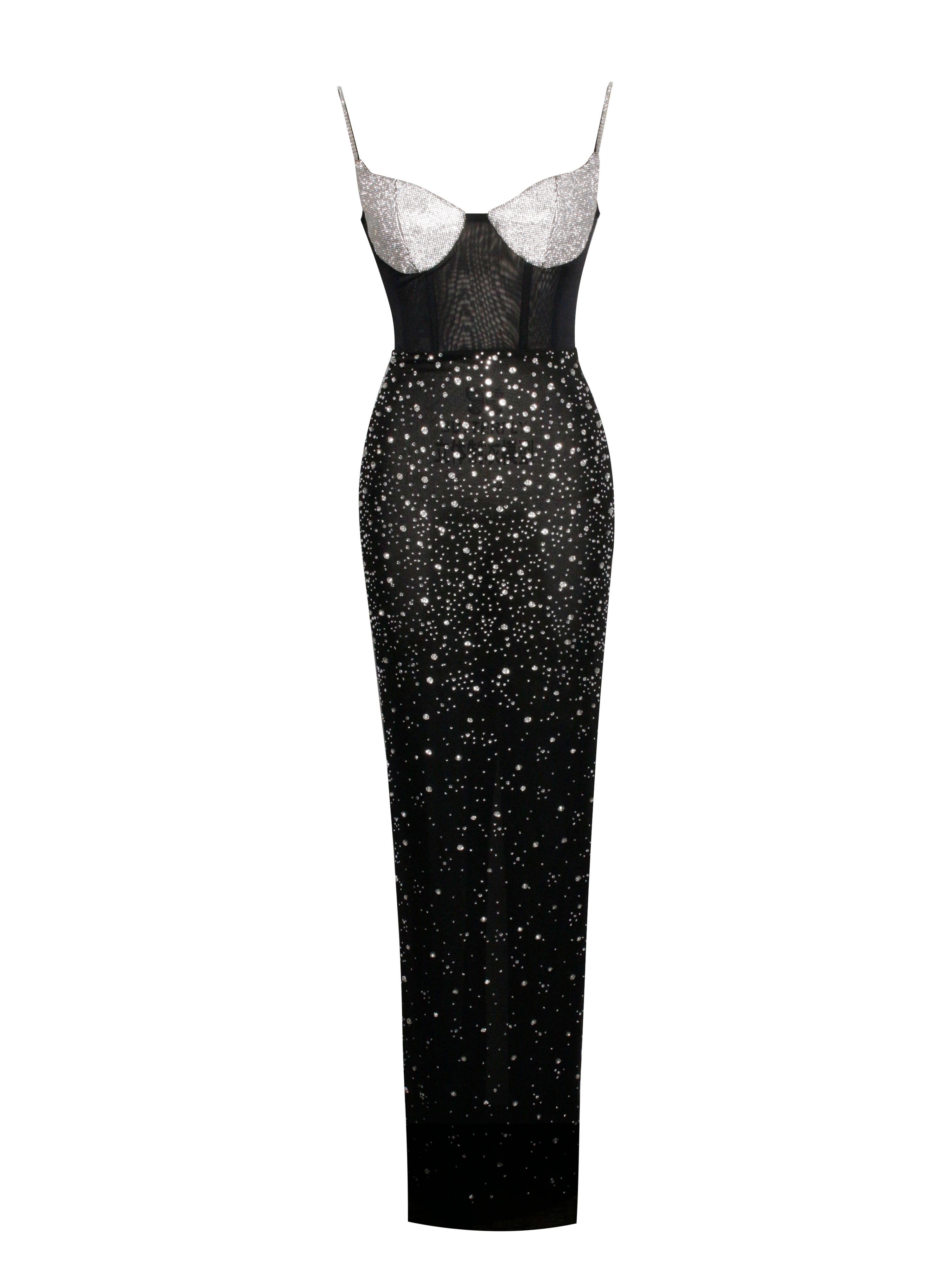 Jimena Crystal Embellished Back Slit Maxi Dress (Archive Sale)