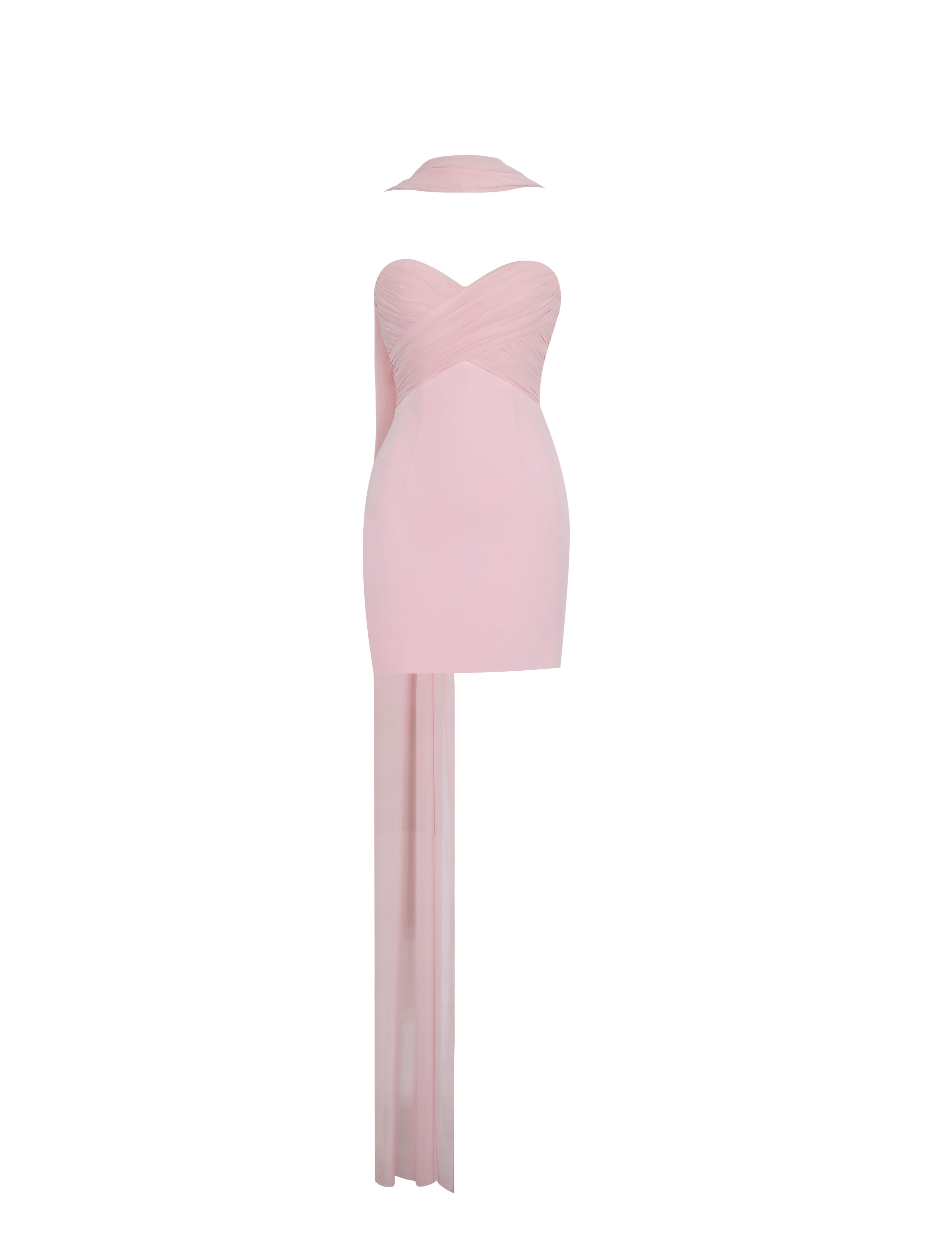 Olivia Rose Pink Strapless Crossover Mini Dress