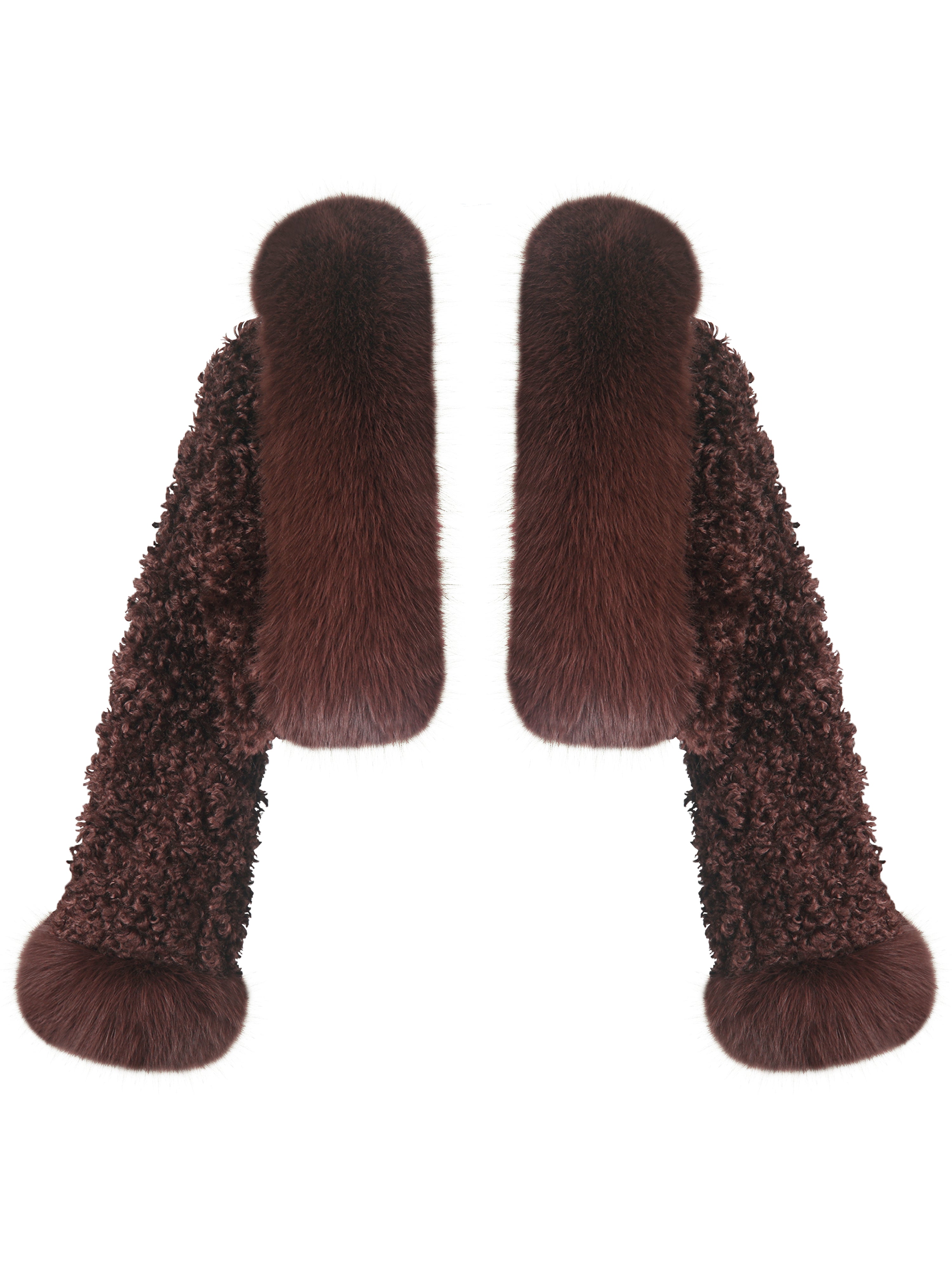 Kali Mahogany Cropped Vegan Shearling Fur Jacket