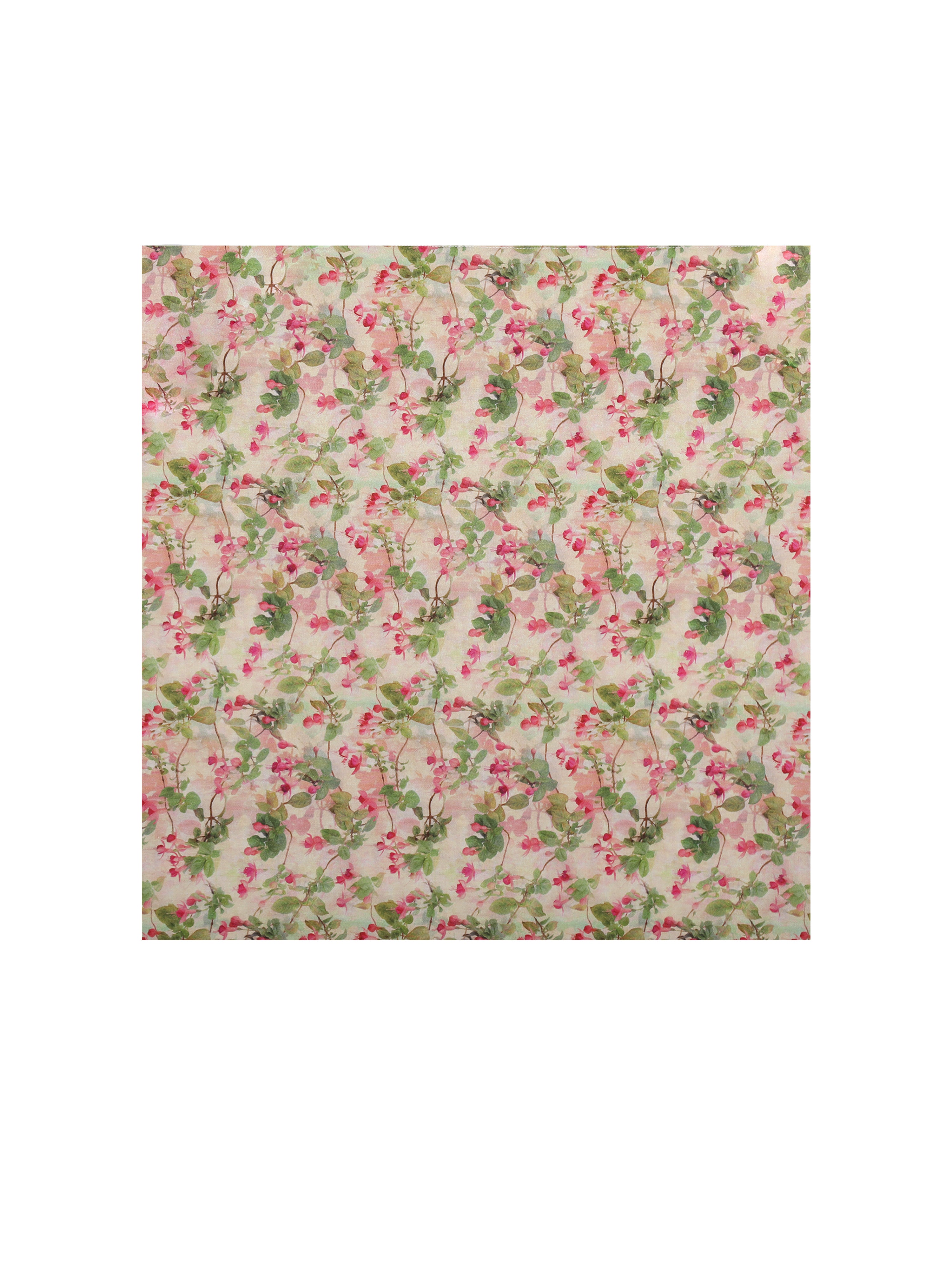 Spring Affair Green and Pink Floral Print Linen Head Scarf