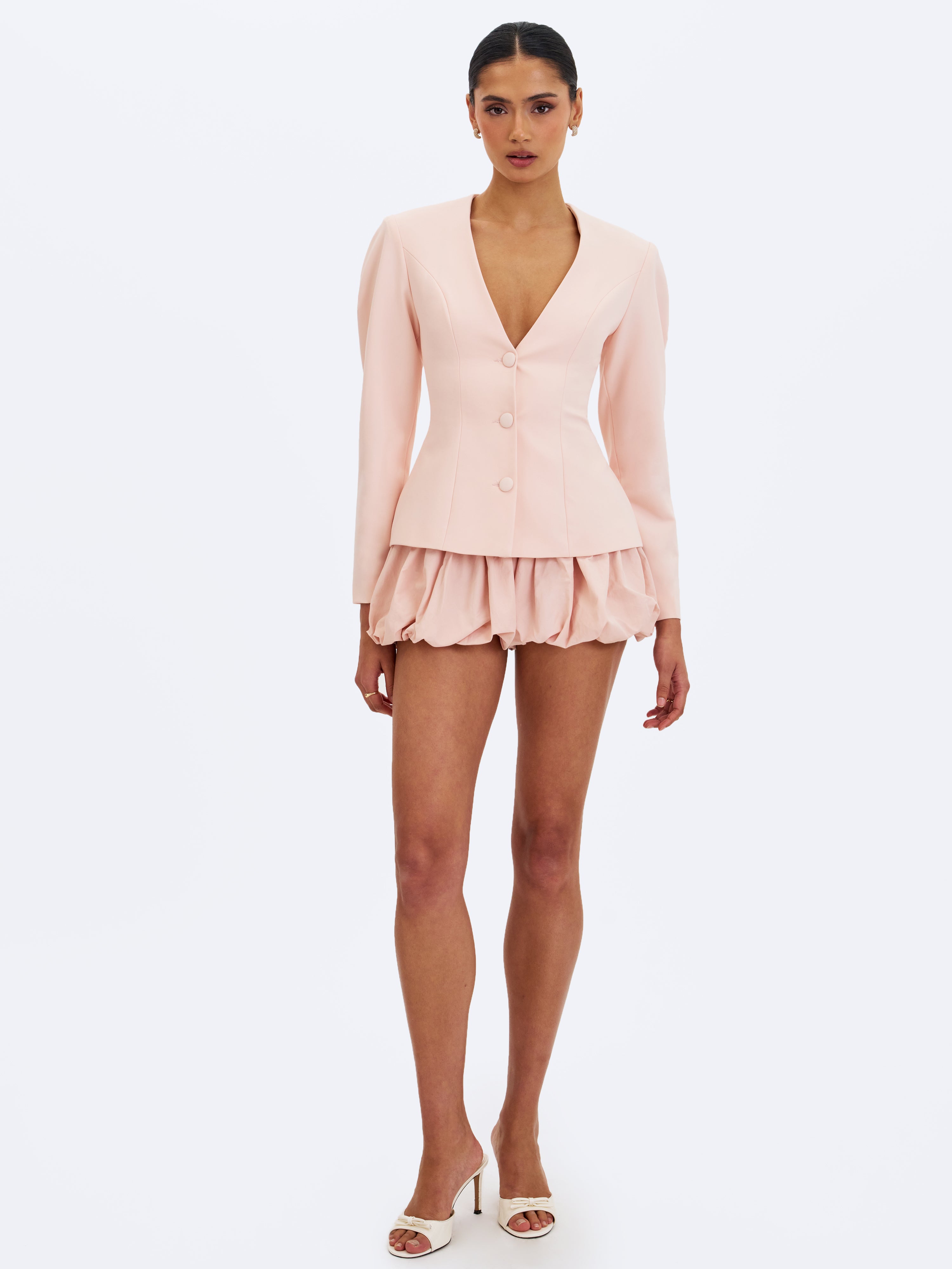 Savannah Tulip Pink Peplum Blazer