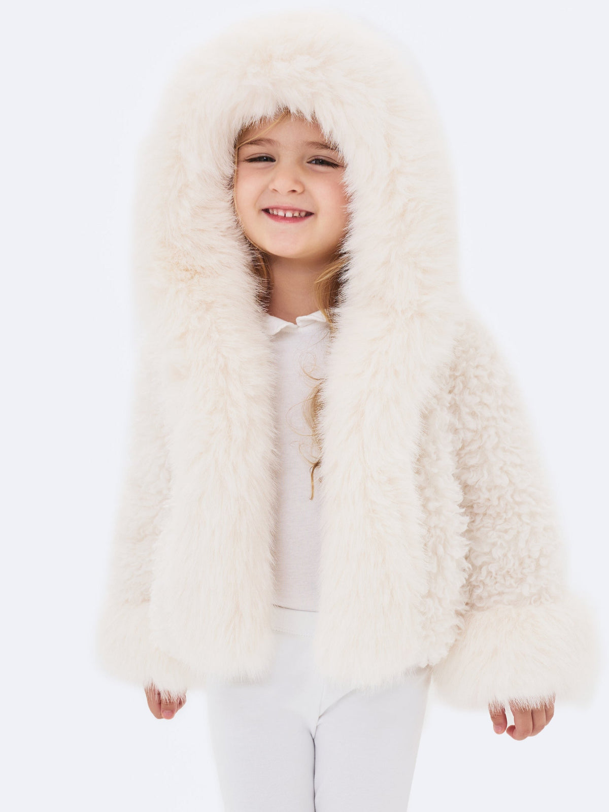 Kali Kids White Vegan Shearling Fur Jacket