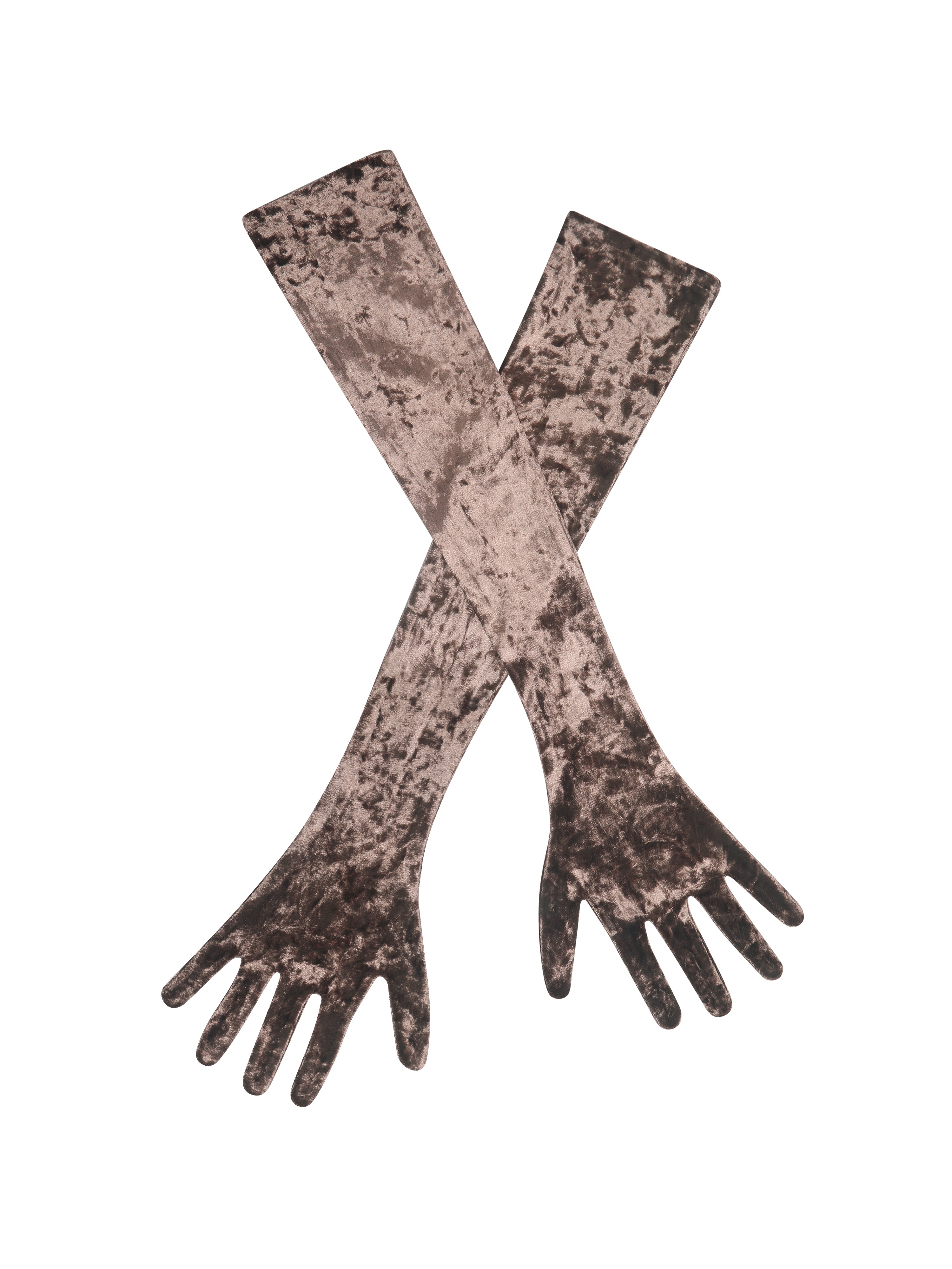 Tess Coffee Velvet Opera-Length Gloves
