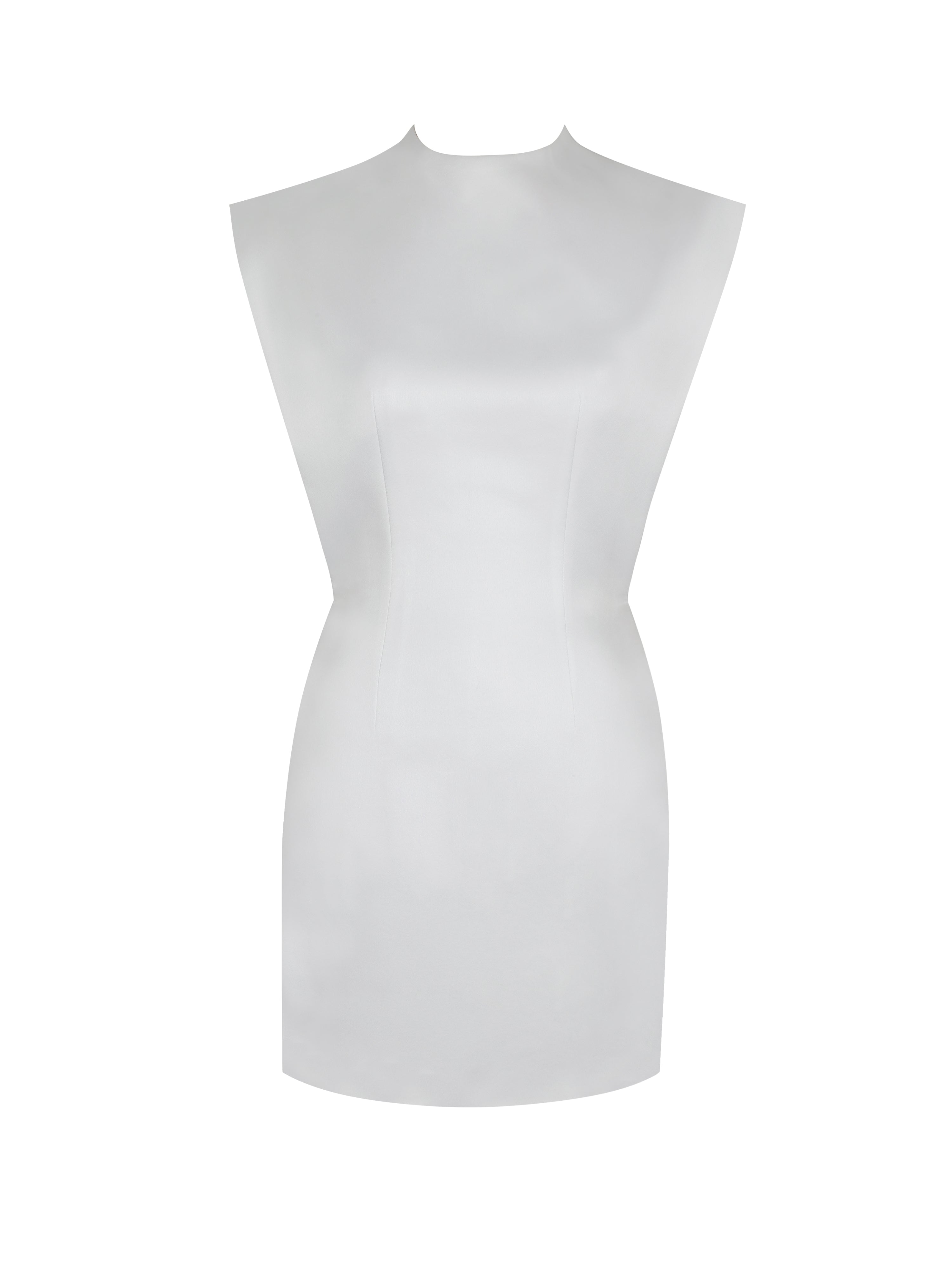 Vienna White Satin Mock Neck Mini Dress