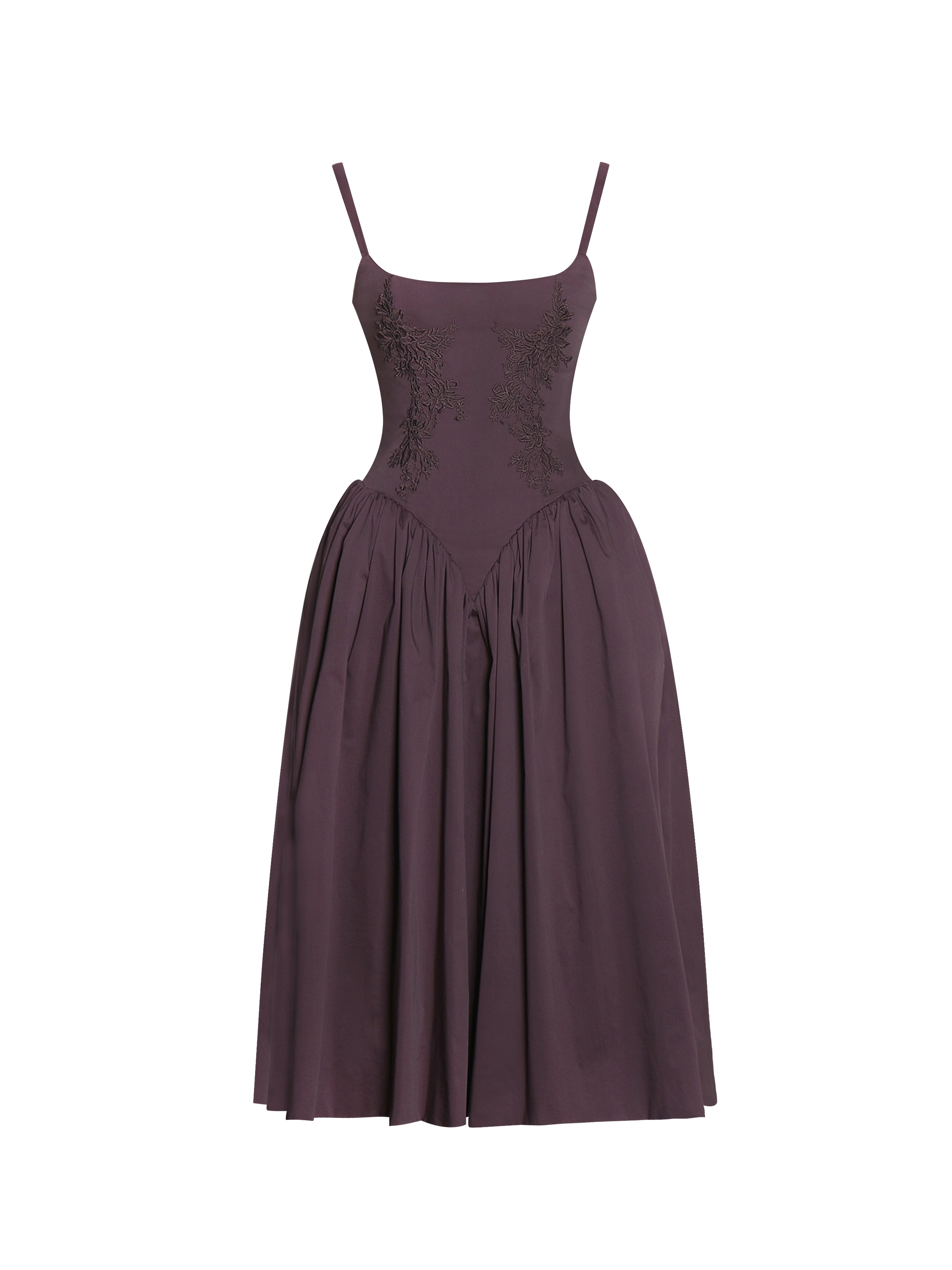 Oakleigh Blackberry Purple Cotton Lace-up Back Midi Dress
