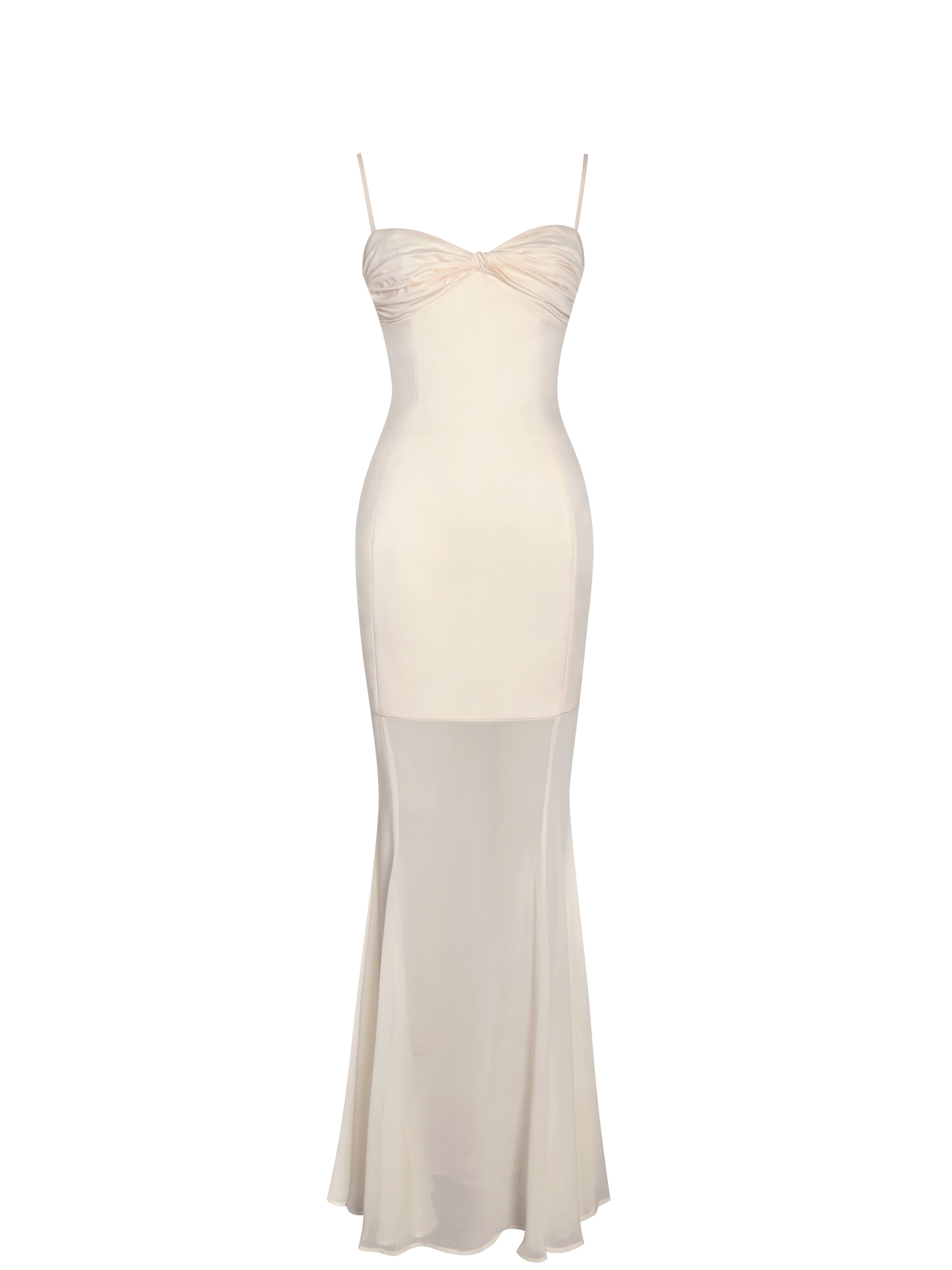 Zayne Butter Yellow Ruch Breast Chiffon Mermaid Maxi Dress