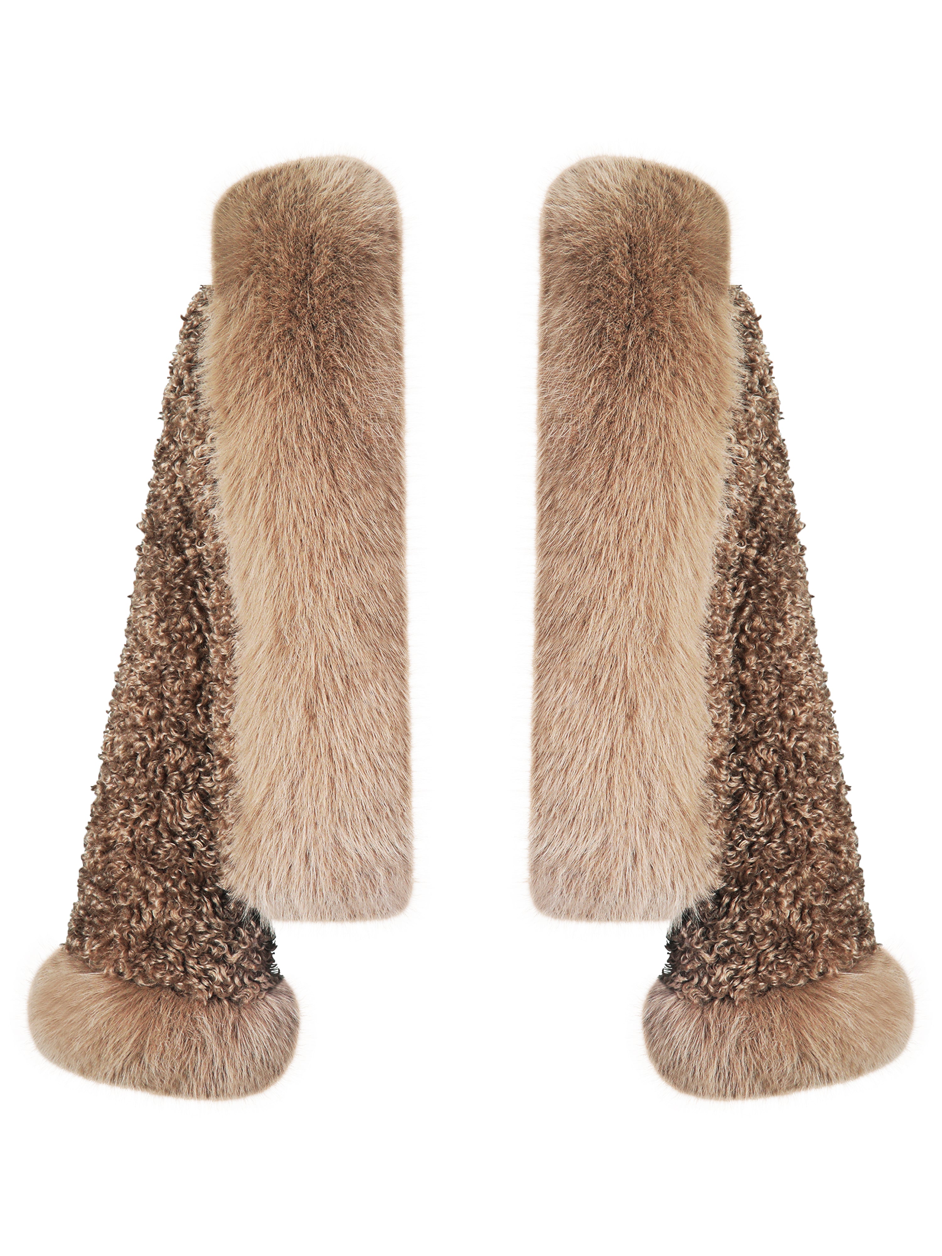 Jumbo Kali Camel Vegan Shearling Fur Trimmed Coat