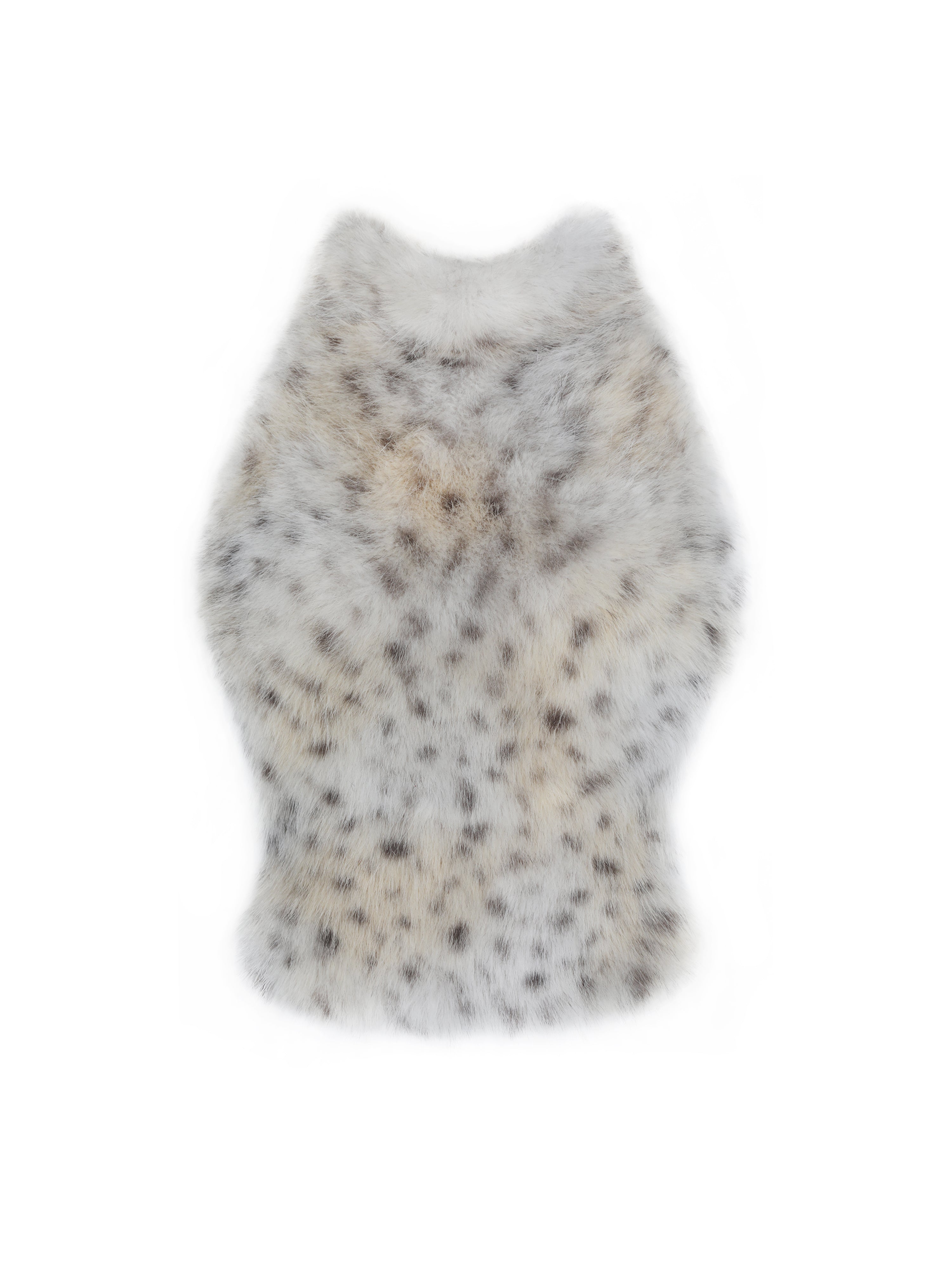 Sasha Tan Cheetah Backless Contoured Fur Halter Top