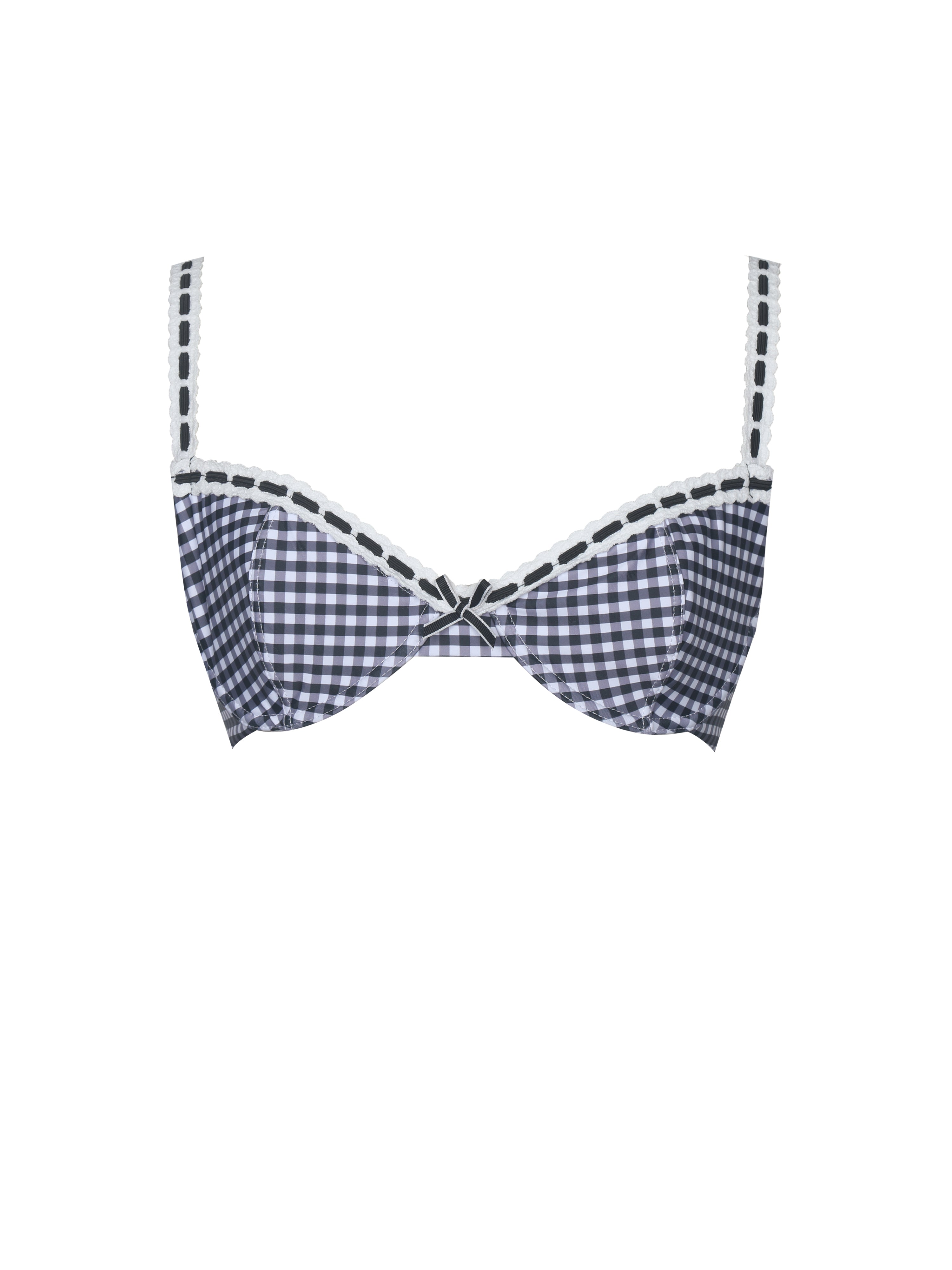 Geneva Gingham Lace Decoration Bikini Top