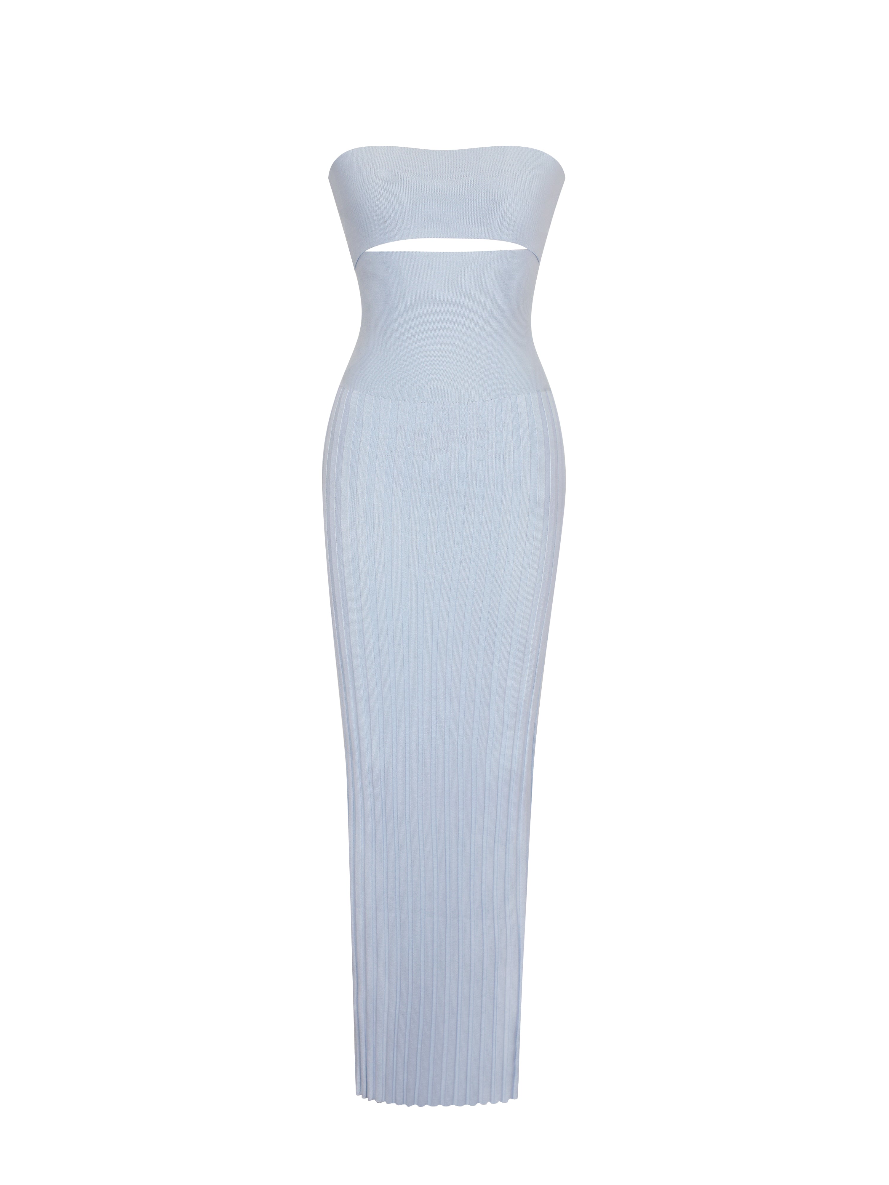 Yasmine Ice Blue Bamboo Knit Cutout Maxi Dress