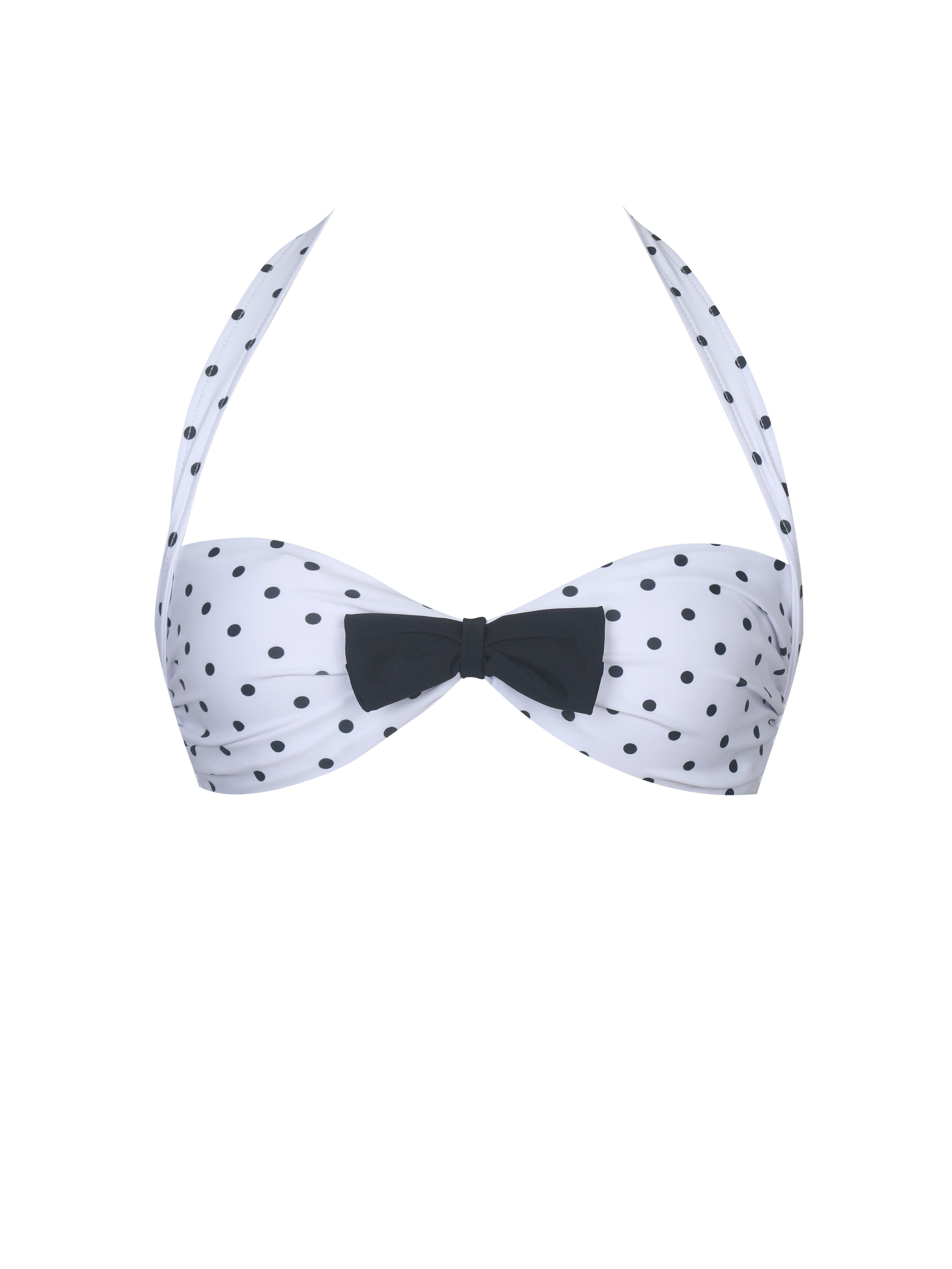 Olivea Polka Dot Black Bowtie Halter Bikini Top