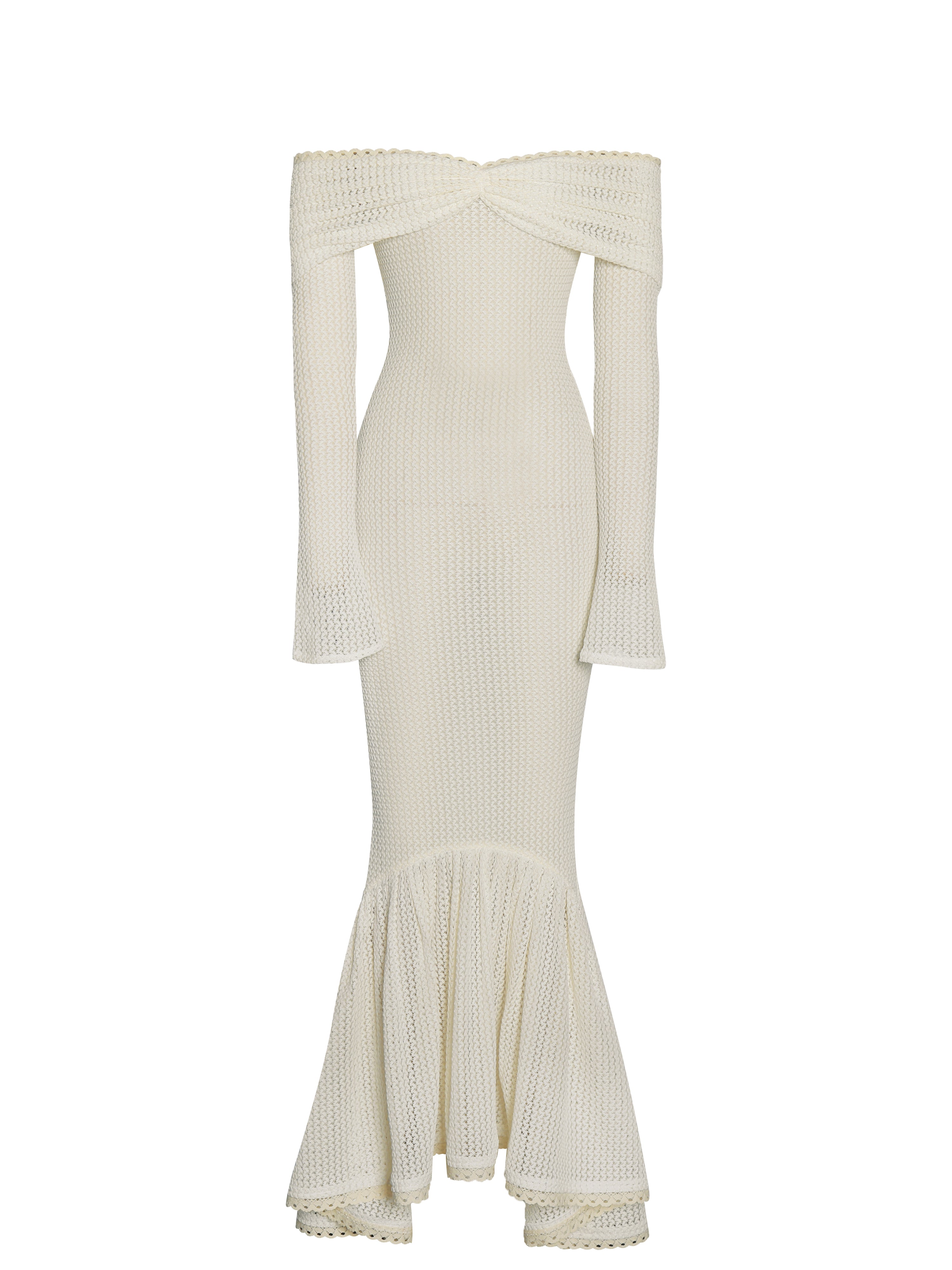 Kaedyn Off Shoulder Long Sleeve Crochet Mermaid Maxi Dress