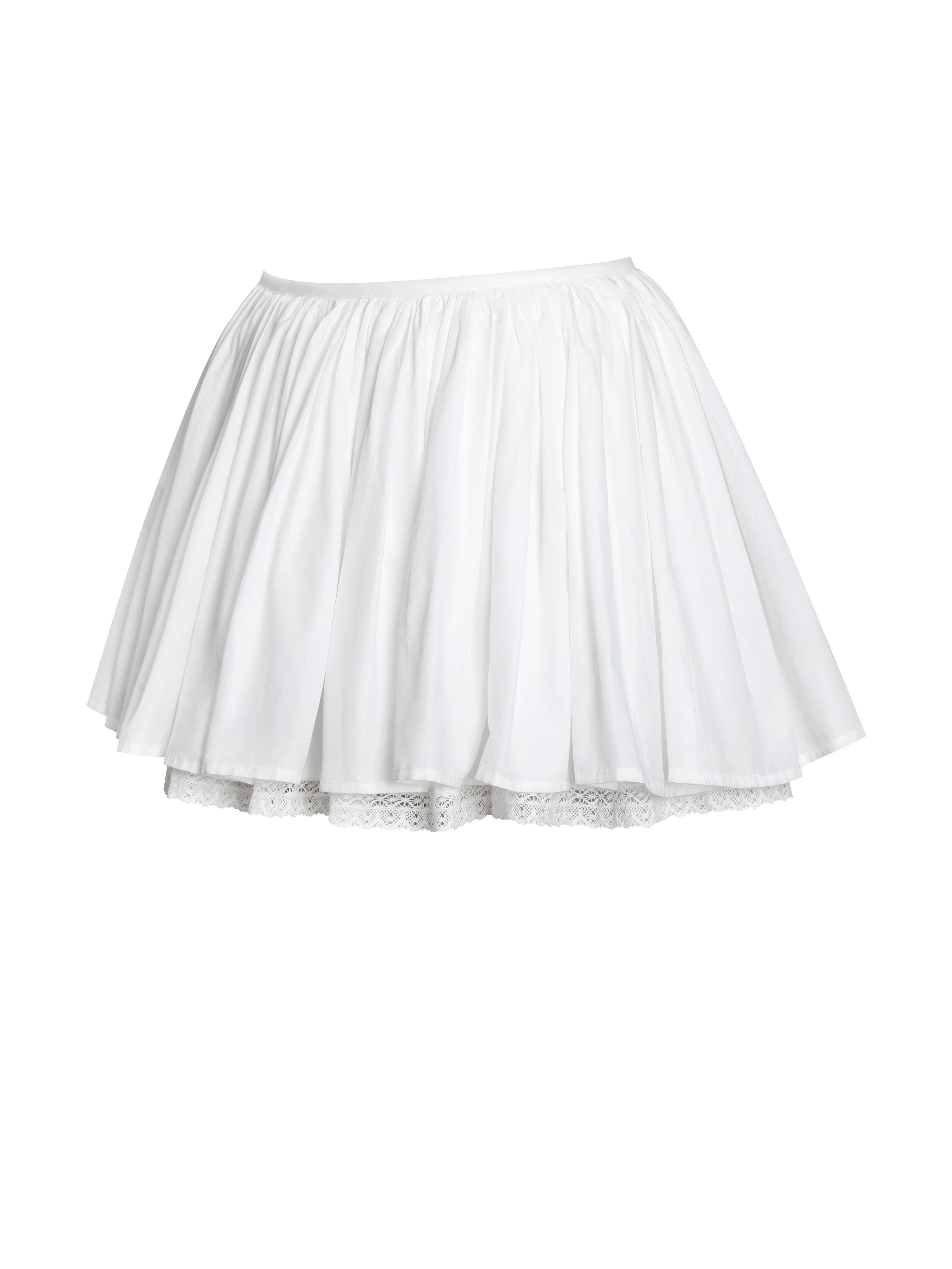 Aliza Lace Trim Layered Cotton Mini Full Skirt
