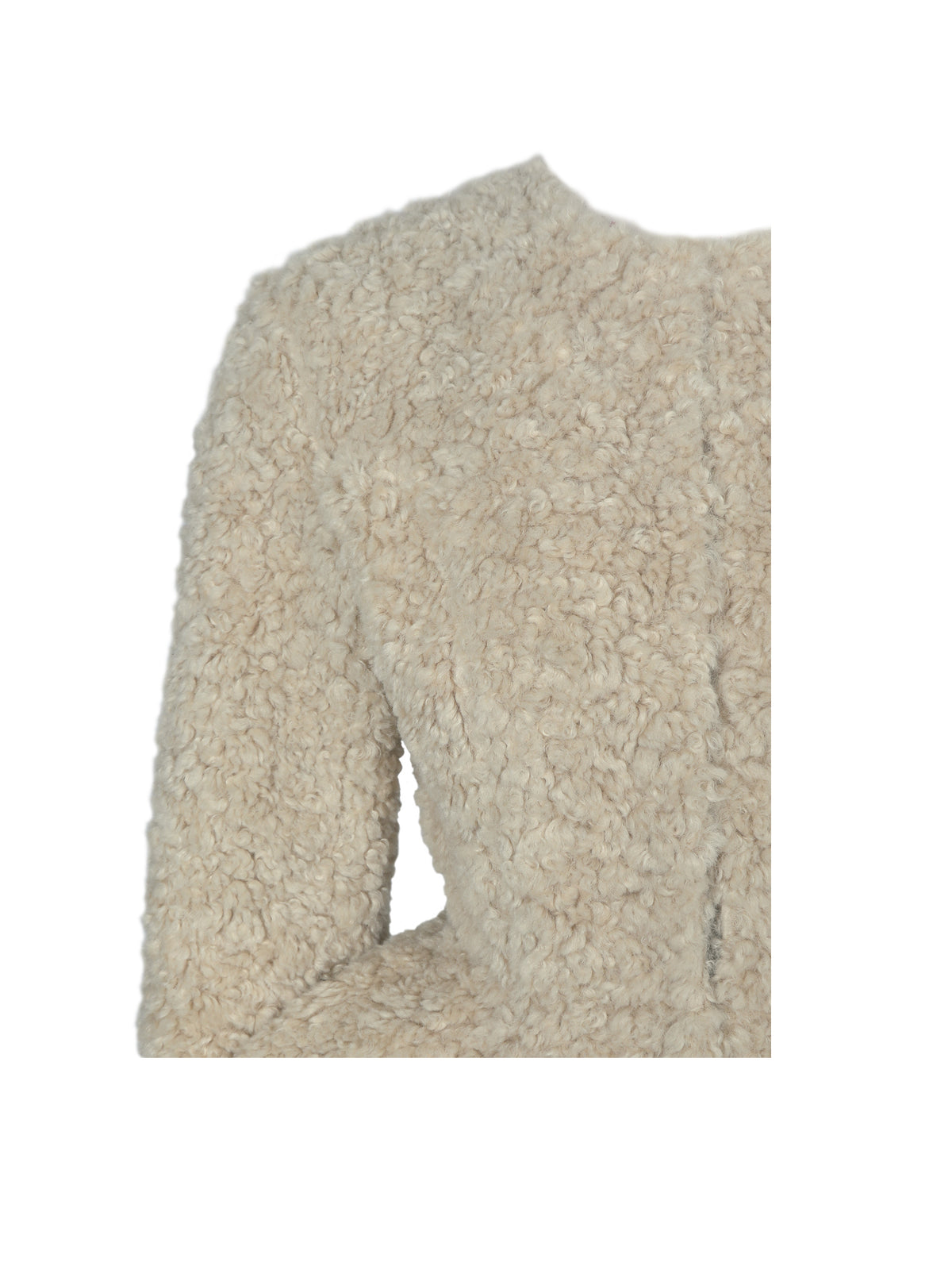 Brigitte Beige Teddy Fur Peplum Jacket