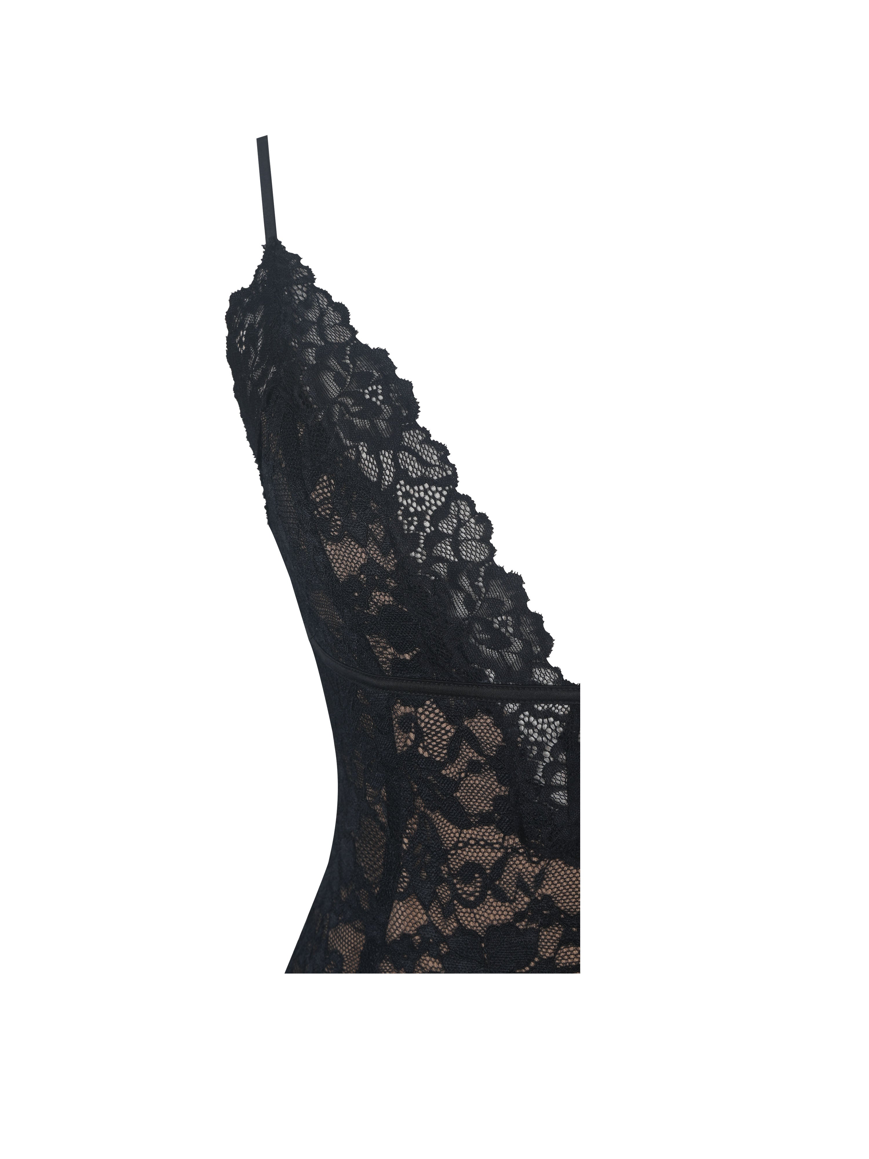 Venetia Black Lace Plunging Bodysuit