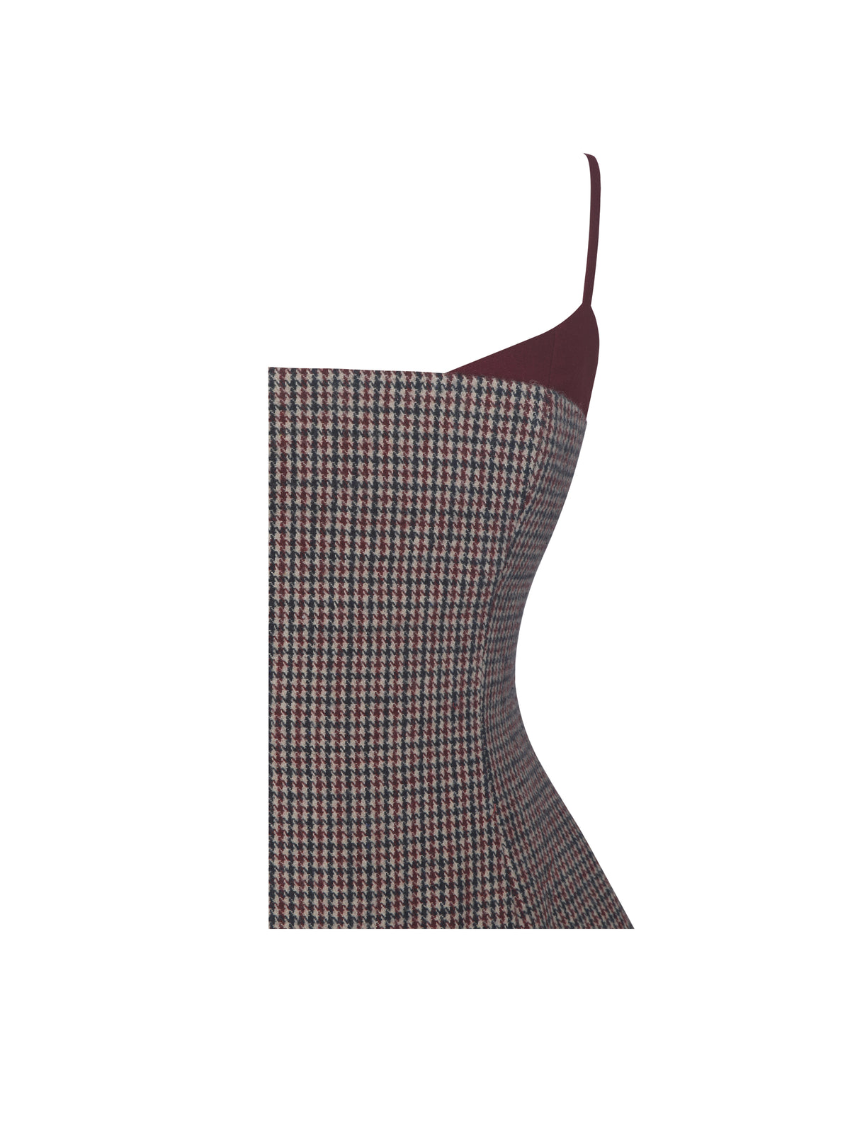 Victoire Burgundy Micro Houndstooth Sweetheart Neckline Top