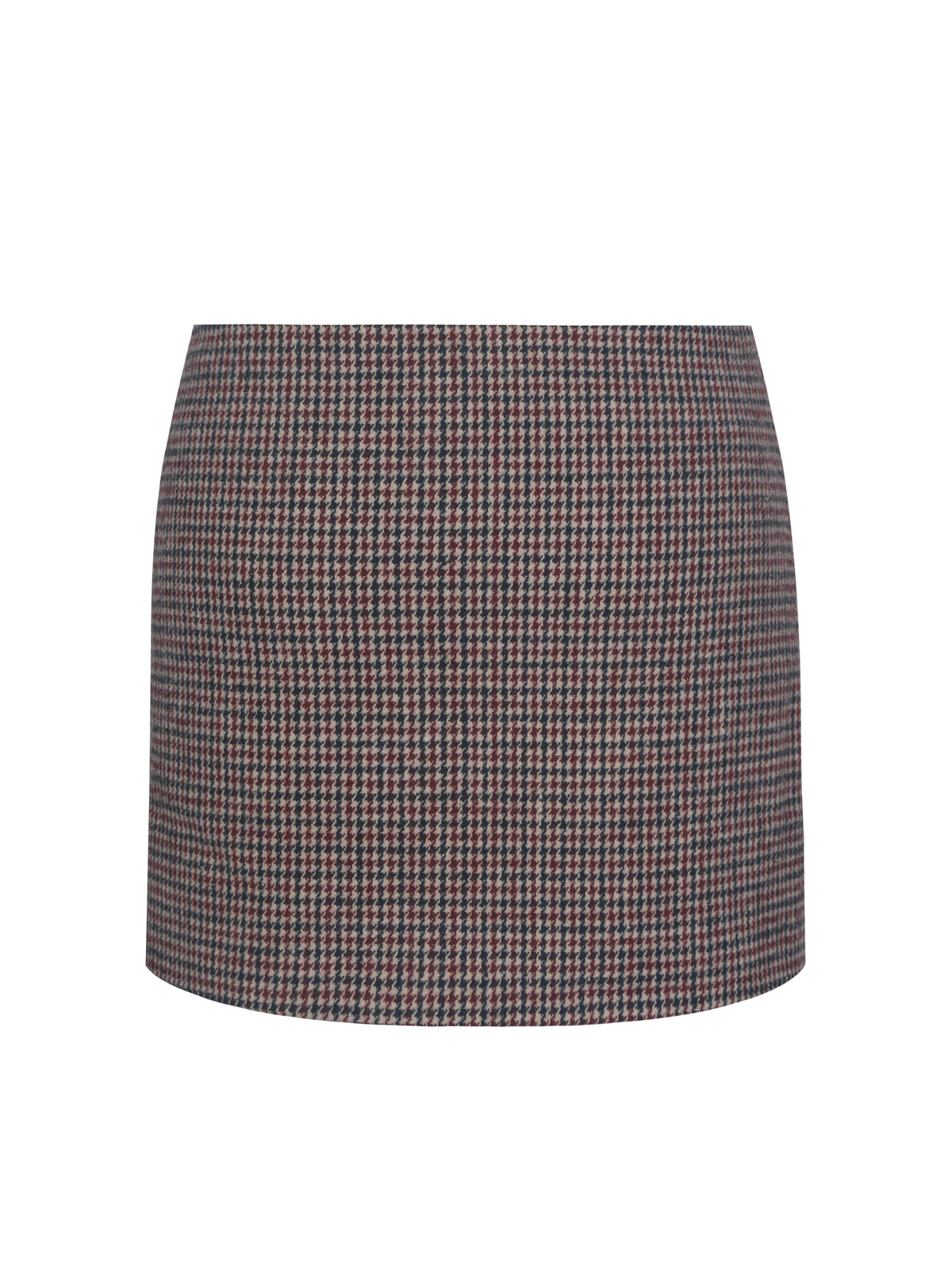 Victoria Burgundy Micro Houndstooth Mini Skirt