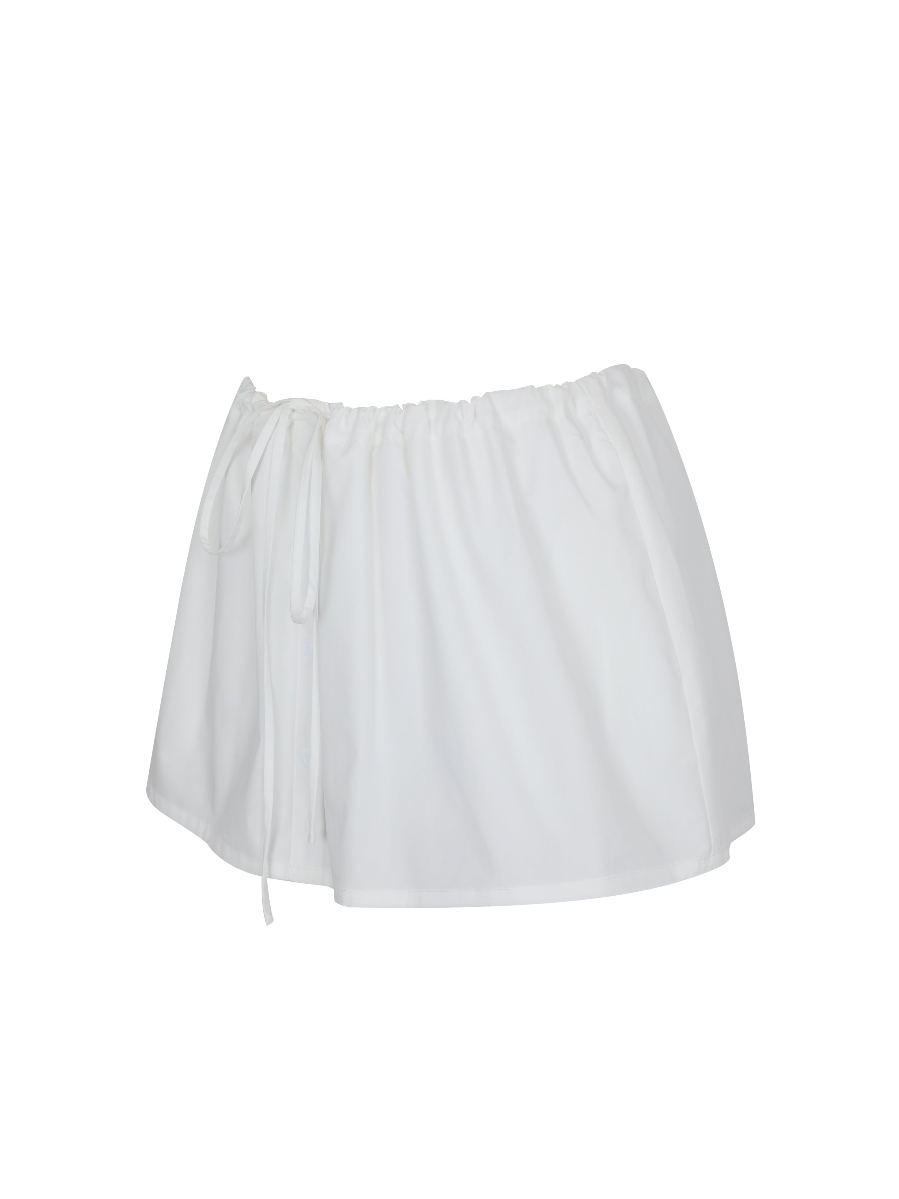Wavie White Cotton Poplin Adjustable Tie Skort
