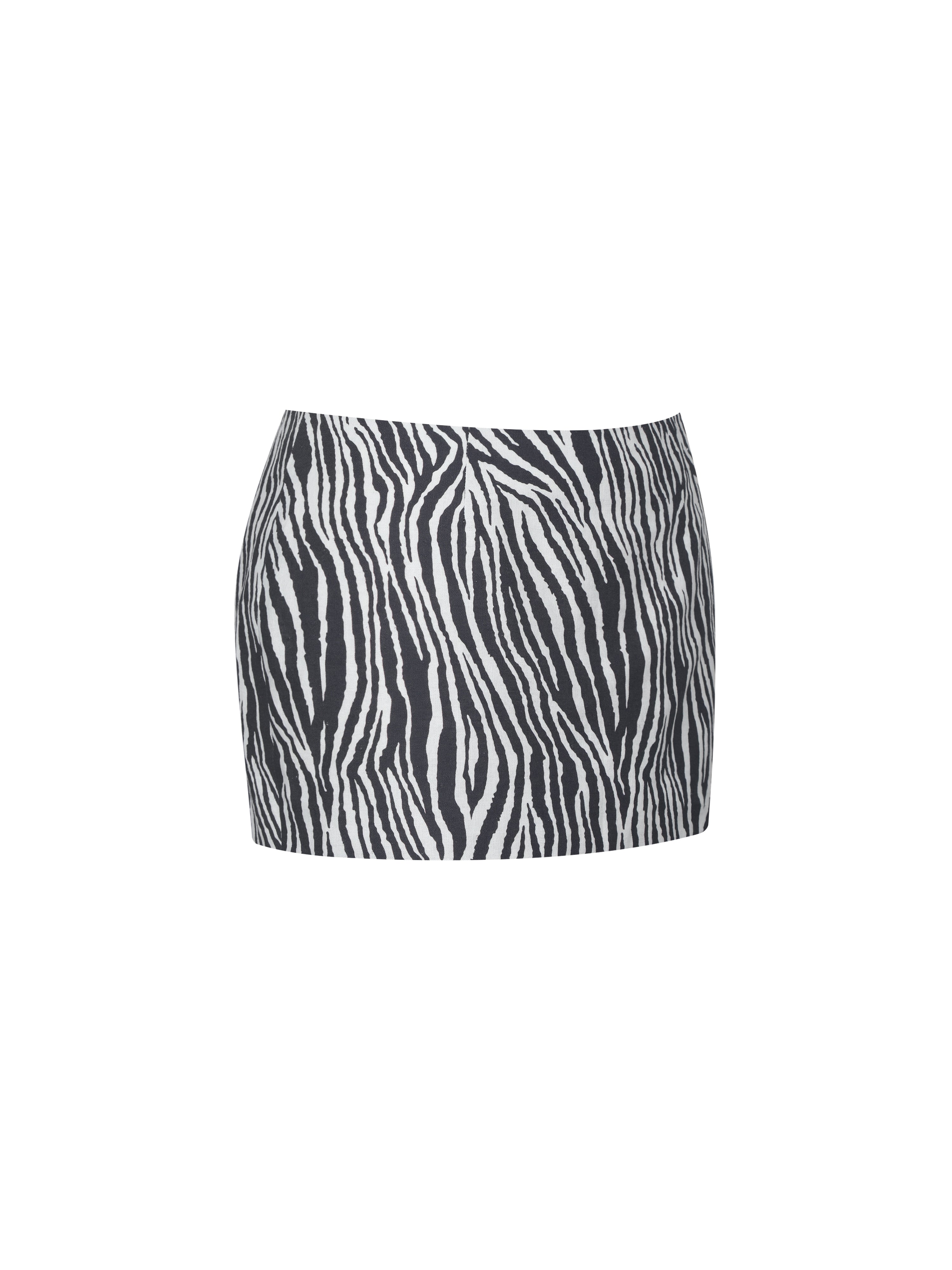 Petrine Zebra Linen Print Low-Waisted Mini Skirt