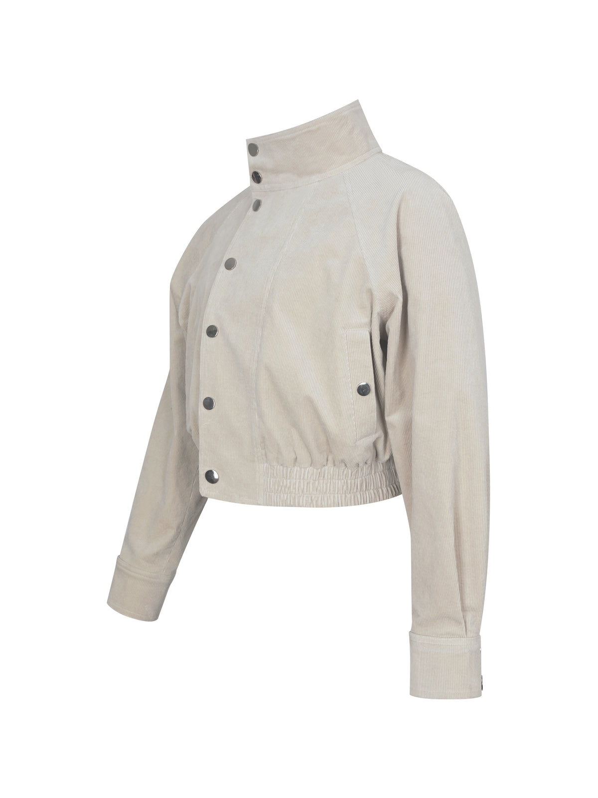 Romilly Beige Cotton Corduroy Funnel Collar Jacket