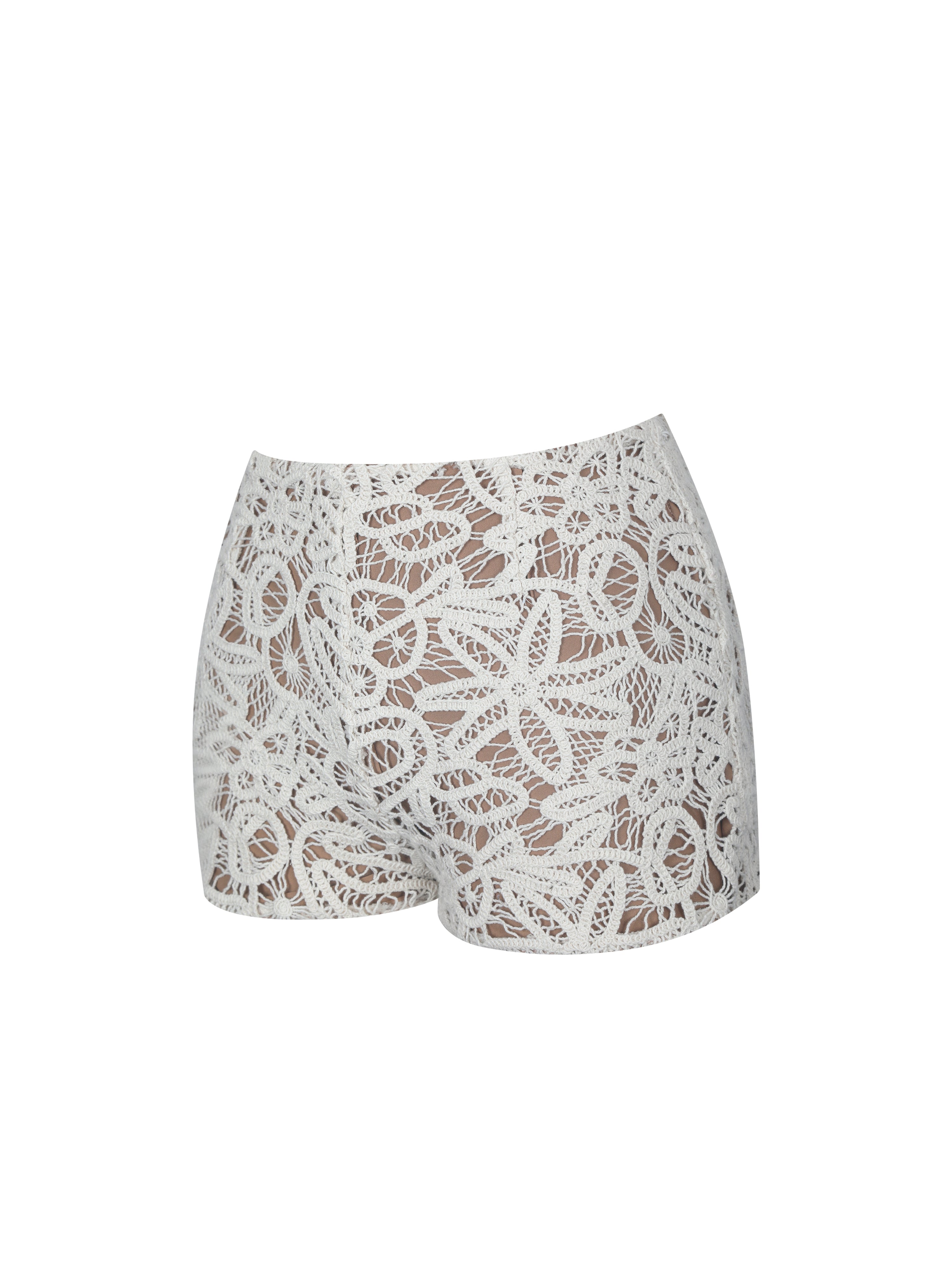 Rosanne Cream Cotton Crochet Shorts