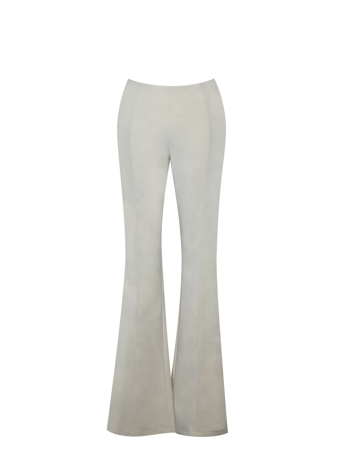 Adriana Cream Soft Leather Low Rise Boot Cut Pants