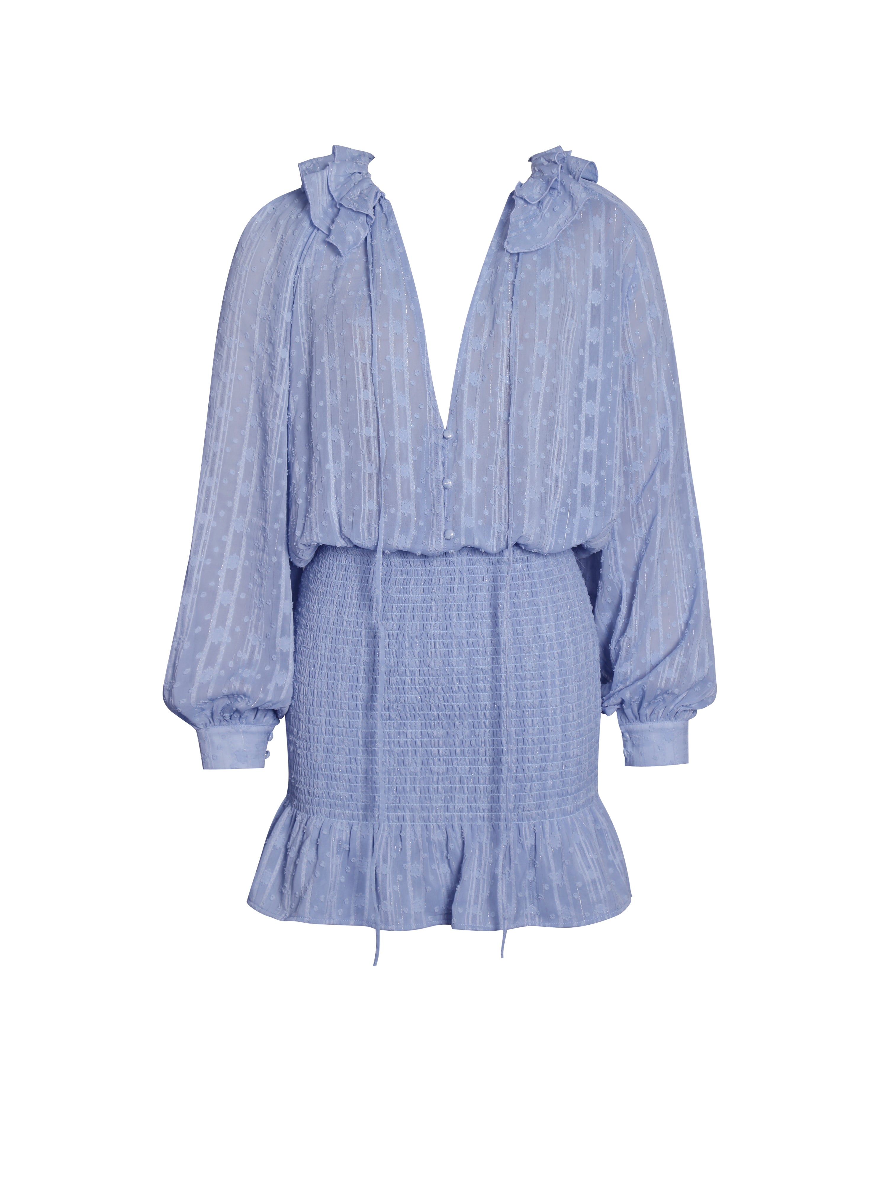 Zahari Blue Smock Bottom Balloon Sleeve Mini Dress