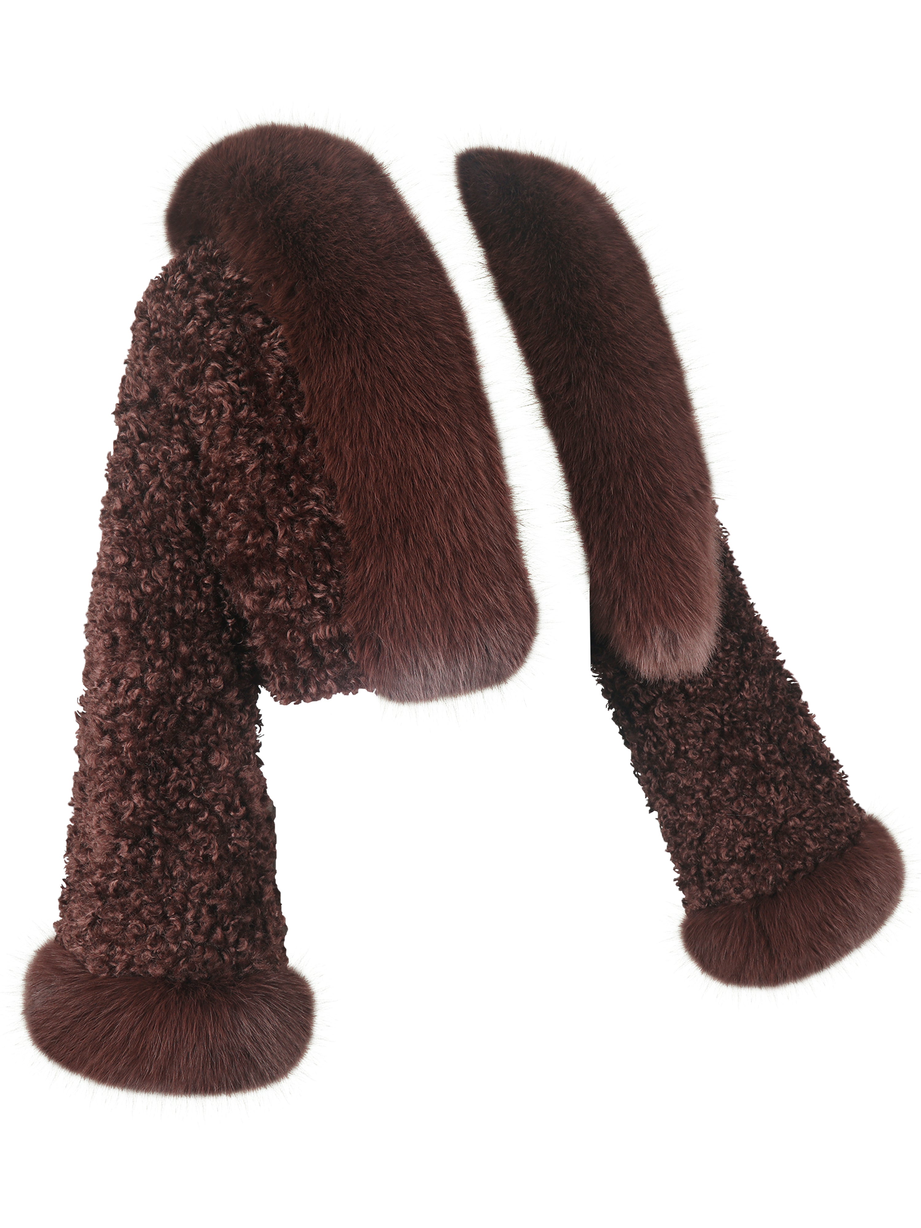 Kali Mahogany Cropped Vegan Shearling Fur Jacket