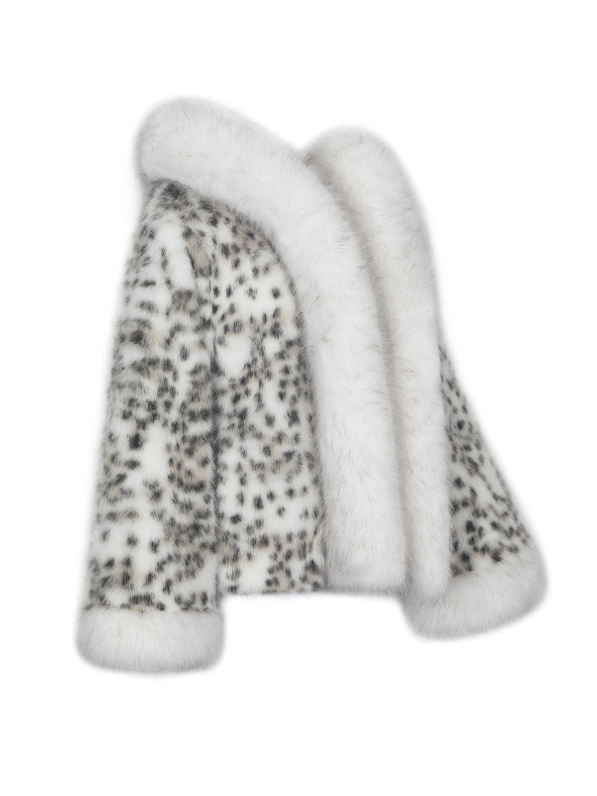 Kali Snow Leopard Faux Fur Hooded Mini Coat