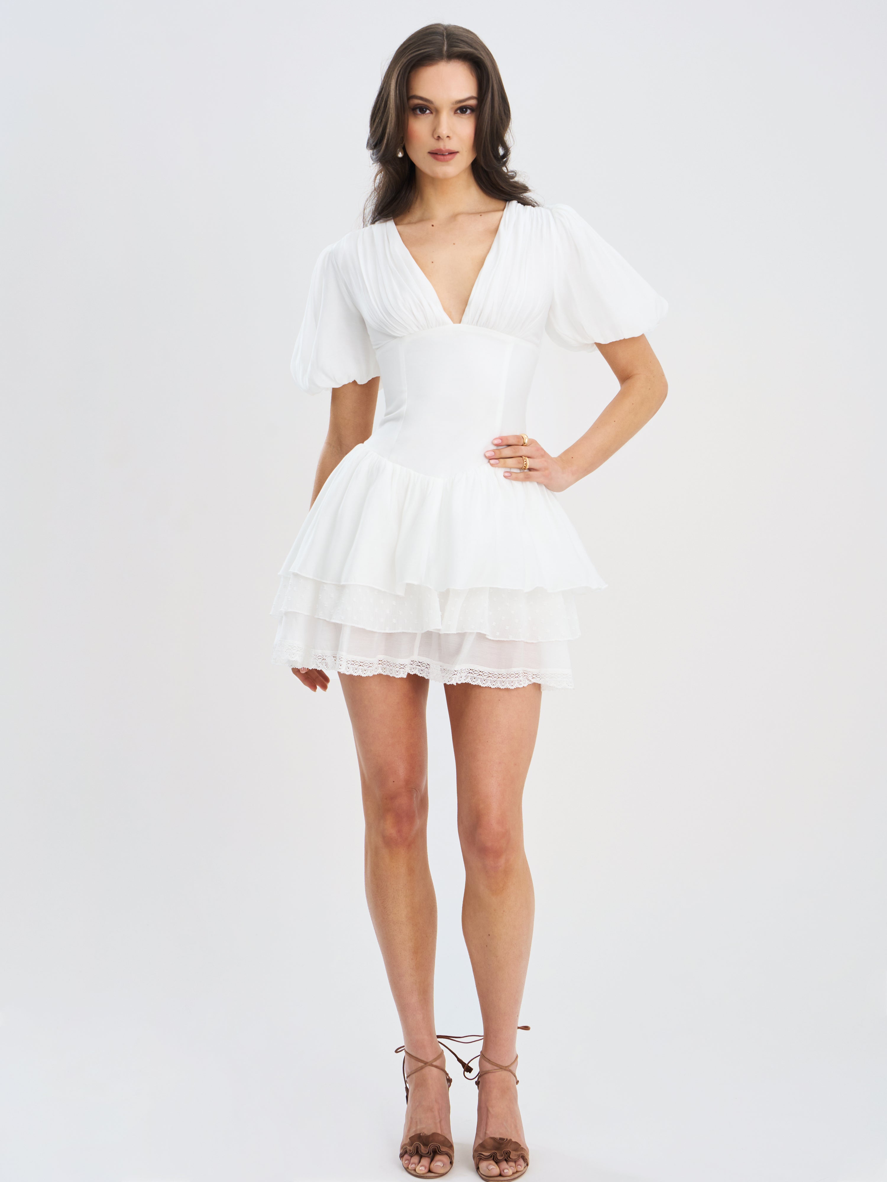 Caitlyn Bubble Sleeve Layered Mini Corset Dress