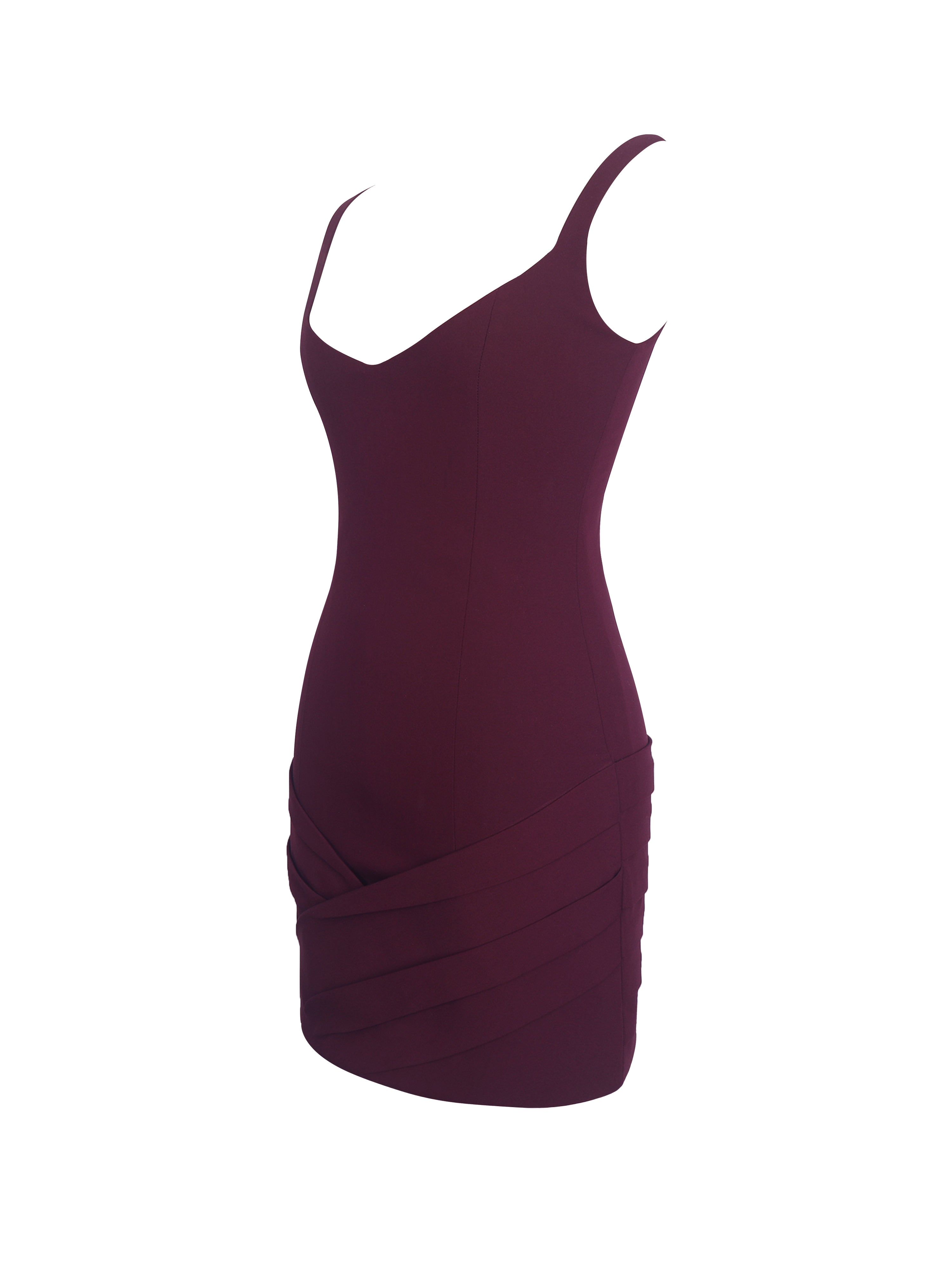 Tori Wine Red Pleated Mini Dress with Chiffon Scarf