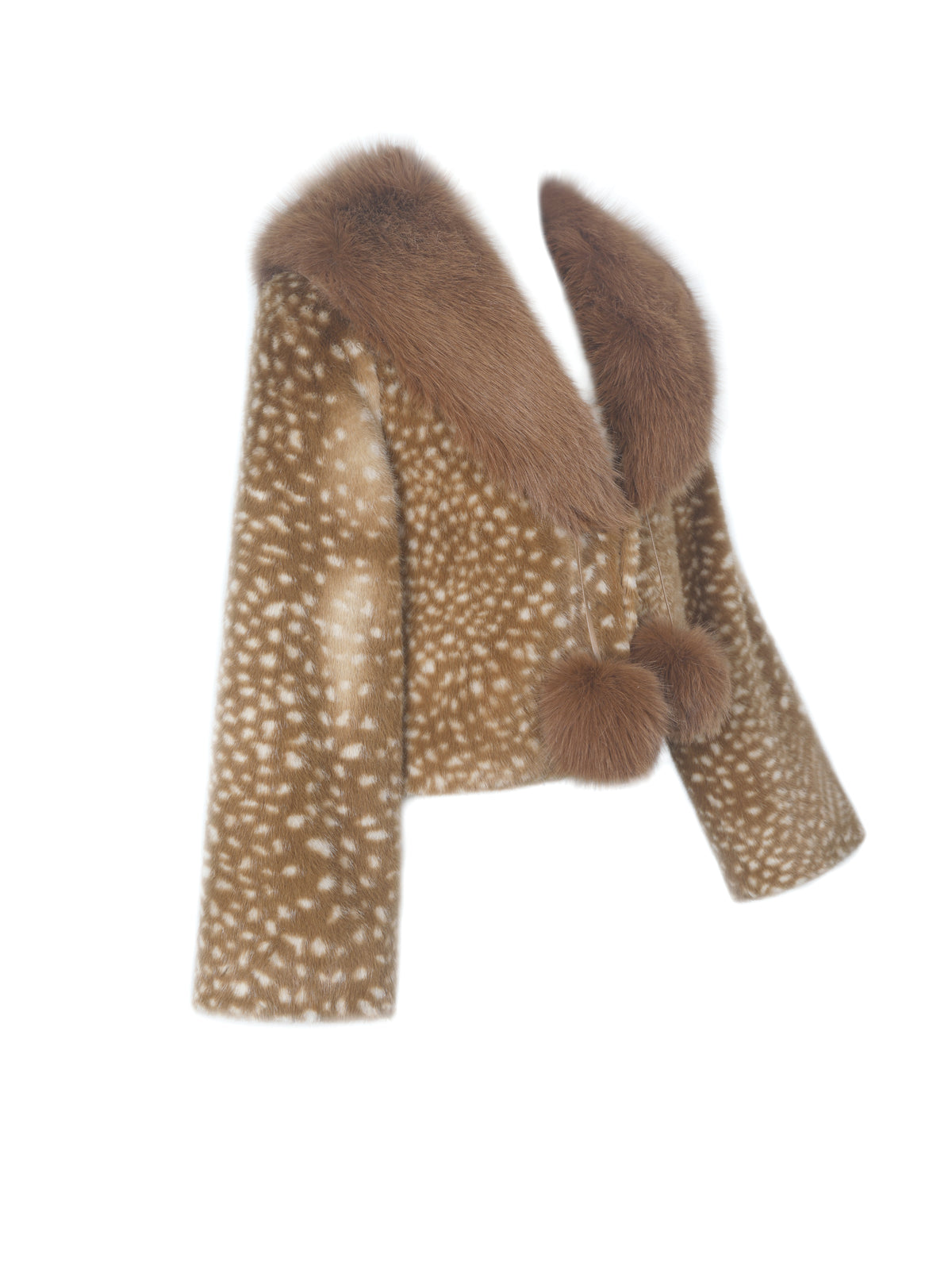 Mia Chestnut Faux Fur Bambi Print Mini Coat