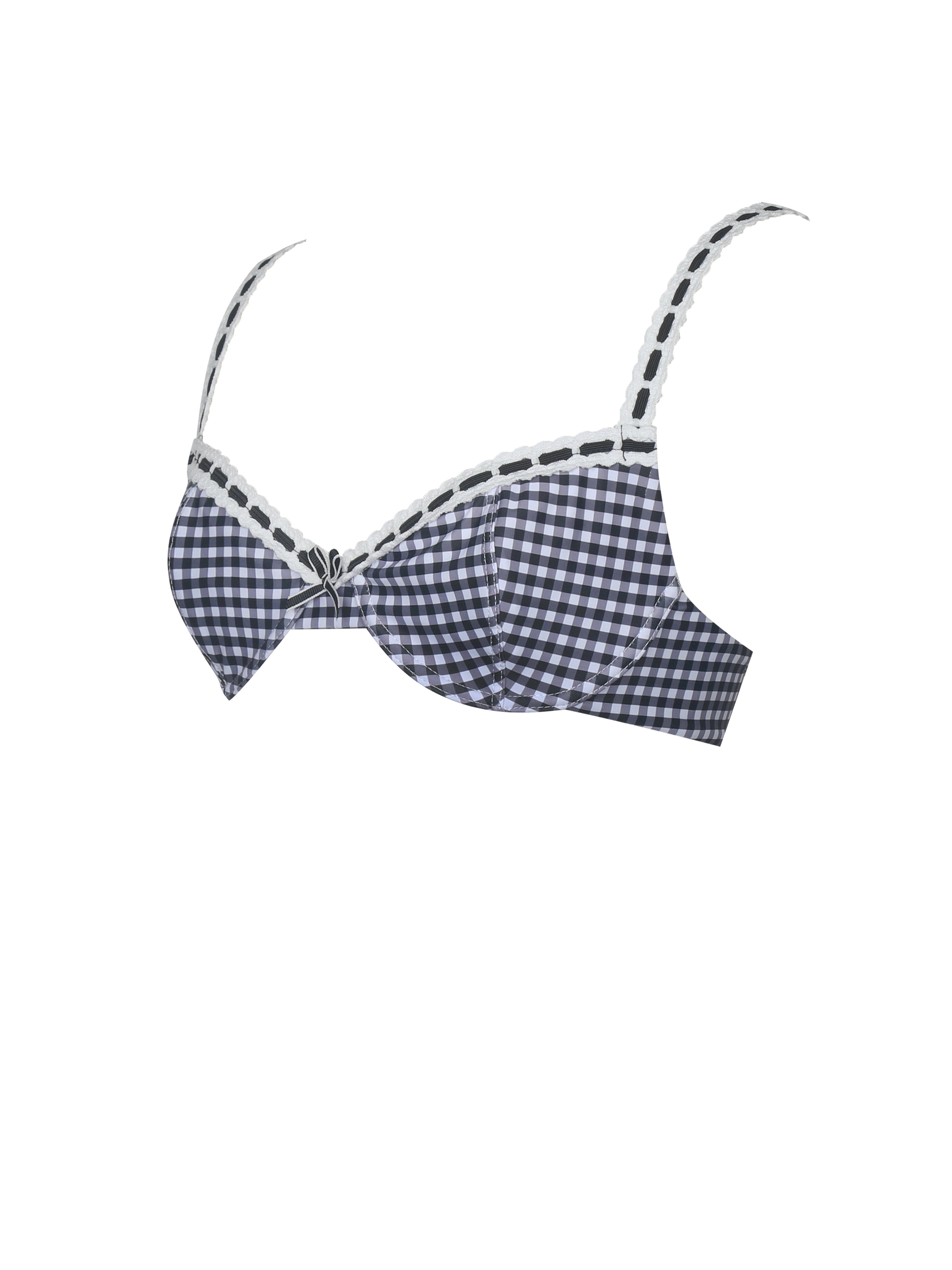 Geneva Gingham Lace Decoration Bikini Top