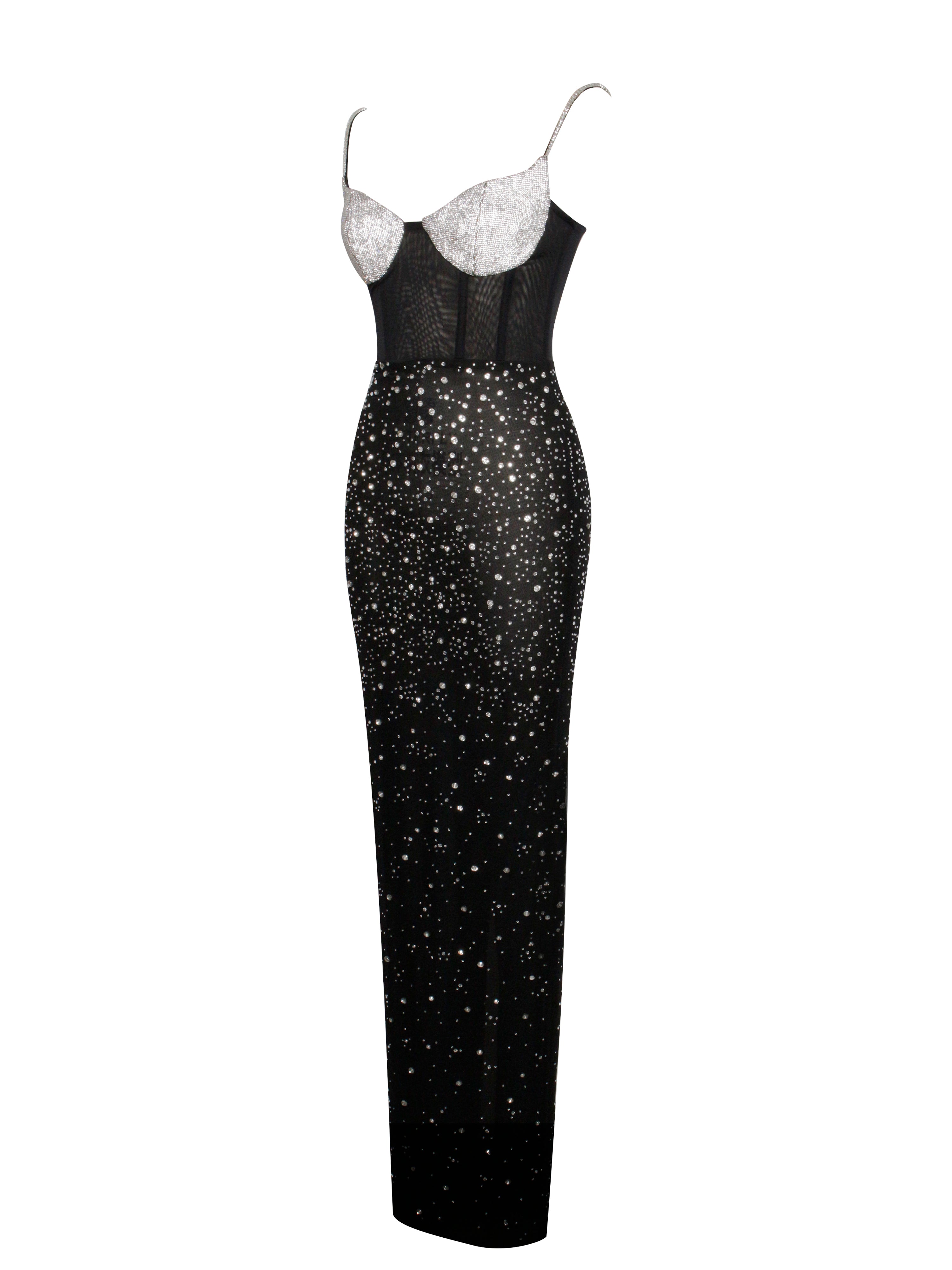 Jimena Crystal Embellished Back Slit Maxi Dress (Archive Sale)