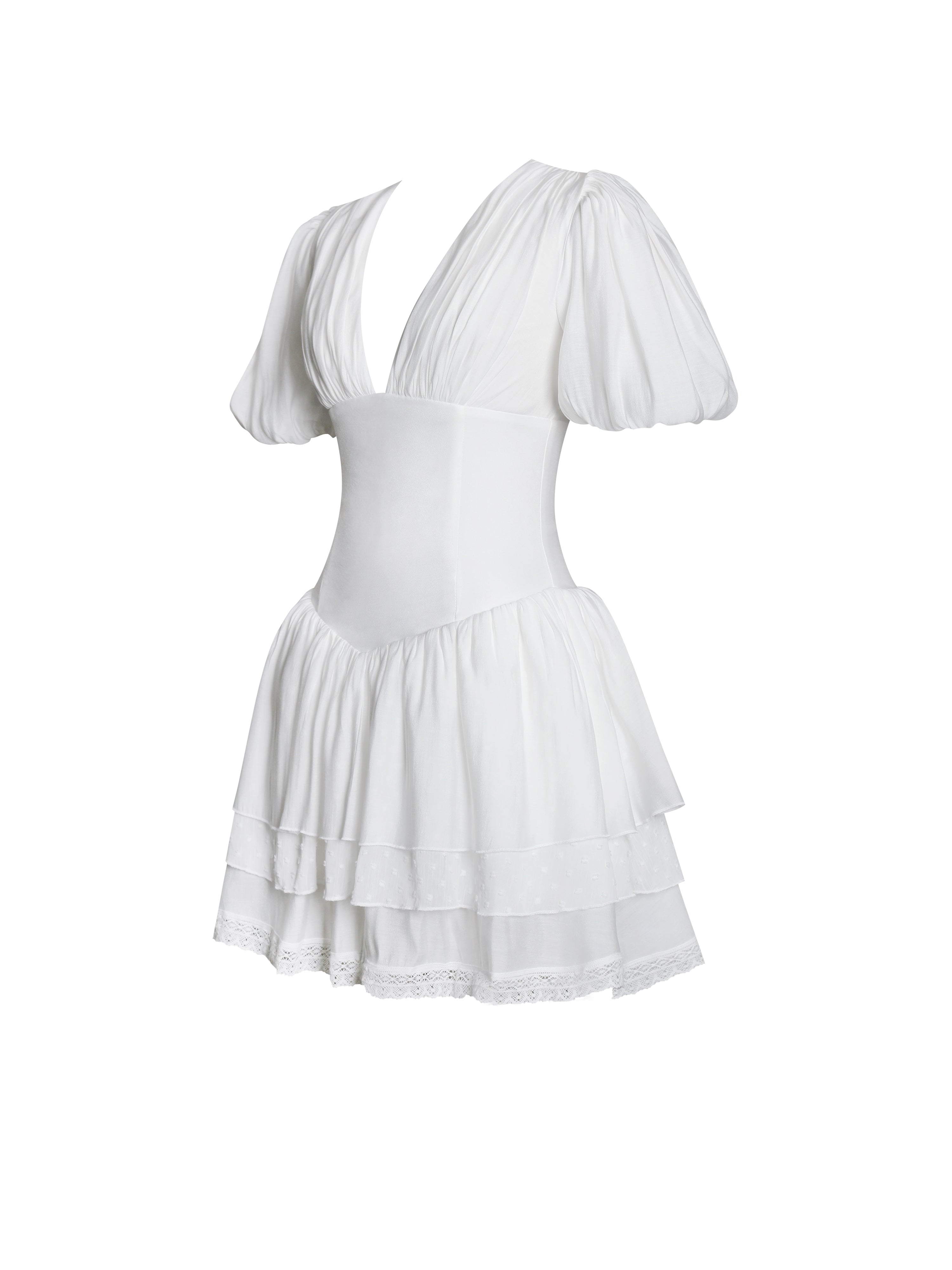 Caitlyn Bubble Sleeve Layered Mini Corset Dress