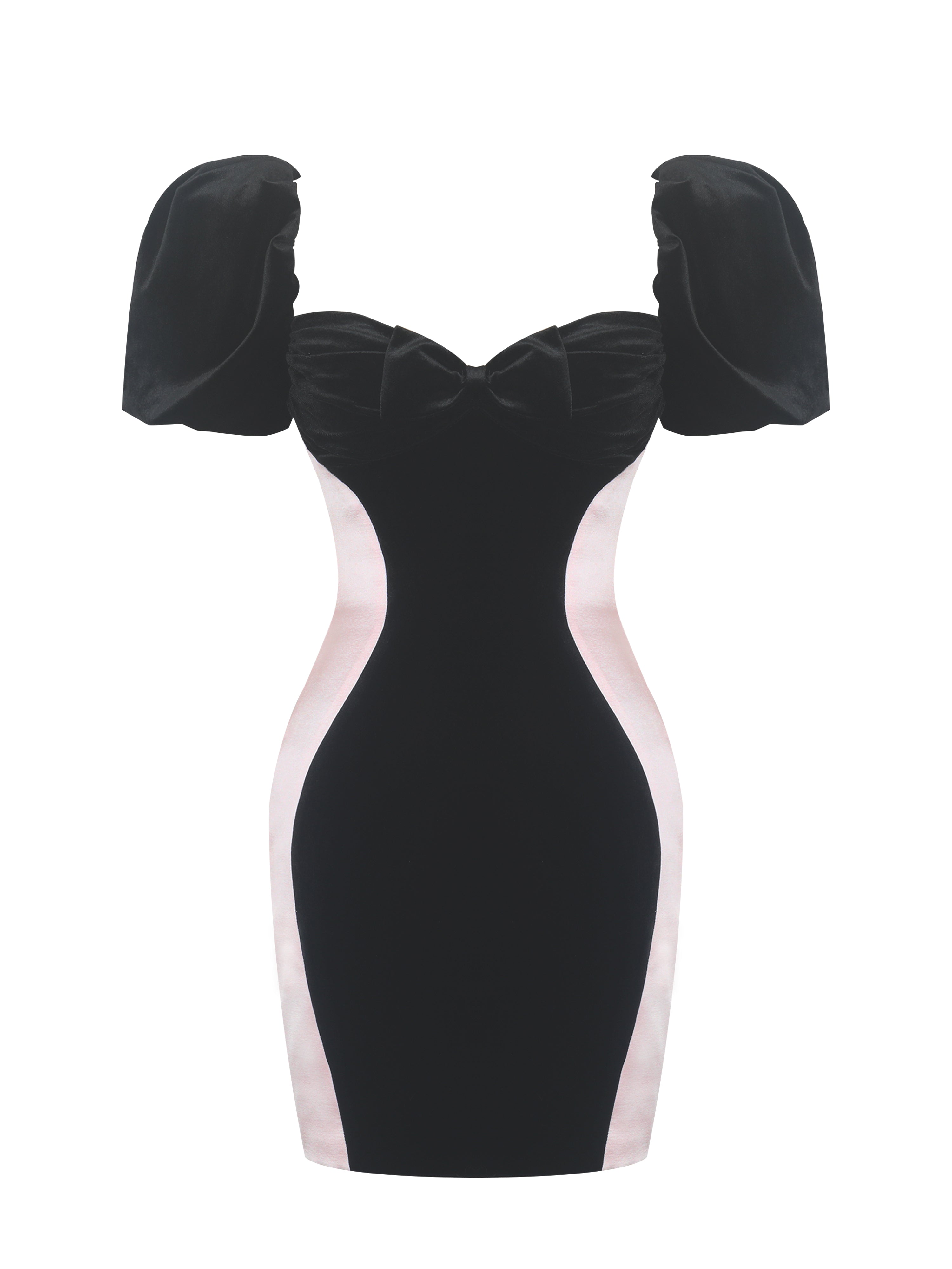 Nova Black Contoured Sweetheart Puff Sleeve Mini Dress