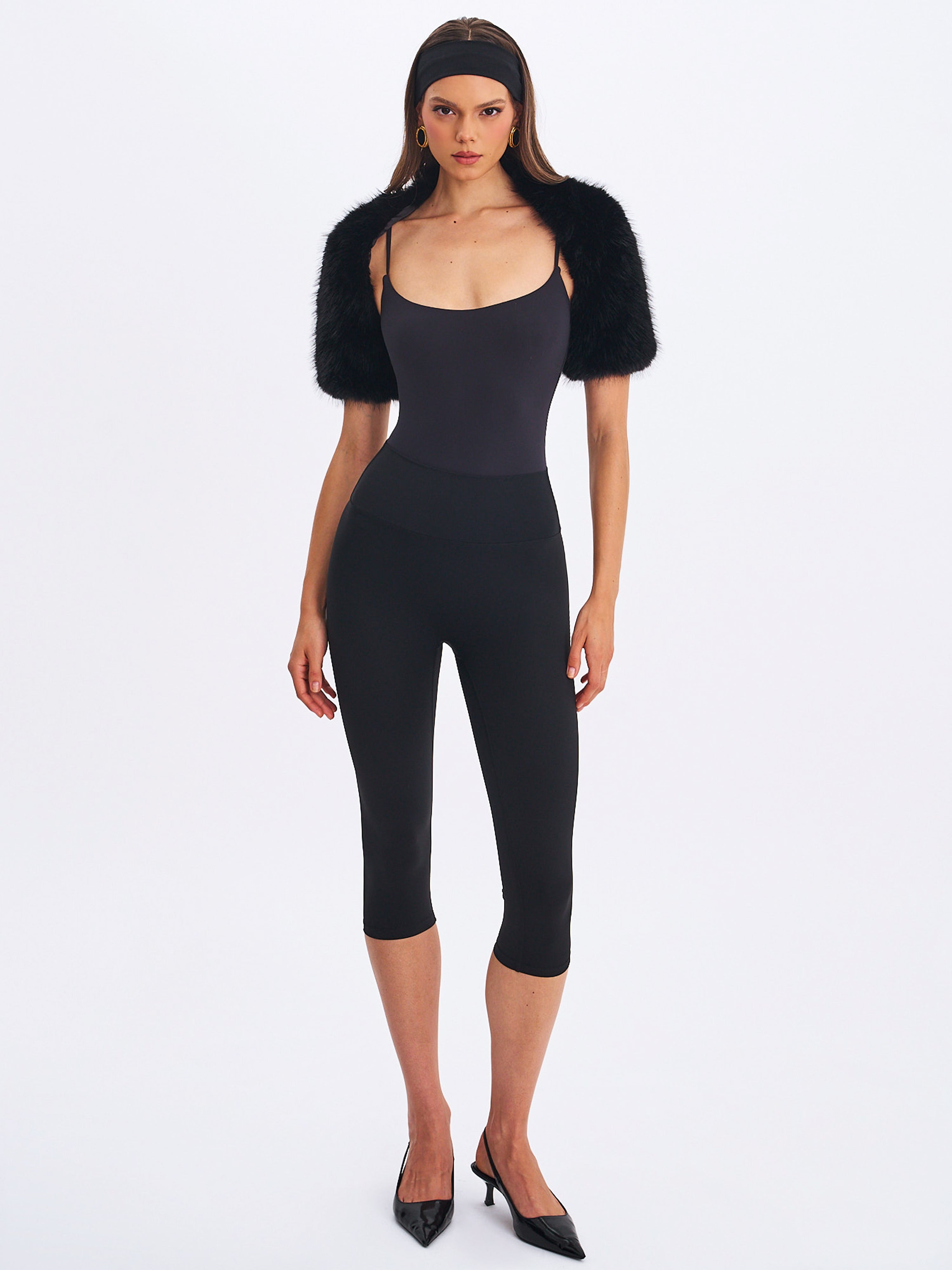 Kori Black Faux Fur Micro Bolero