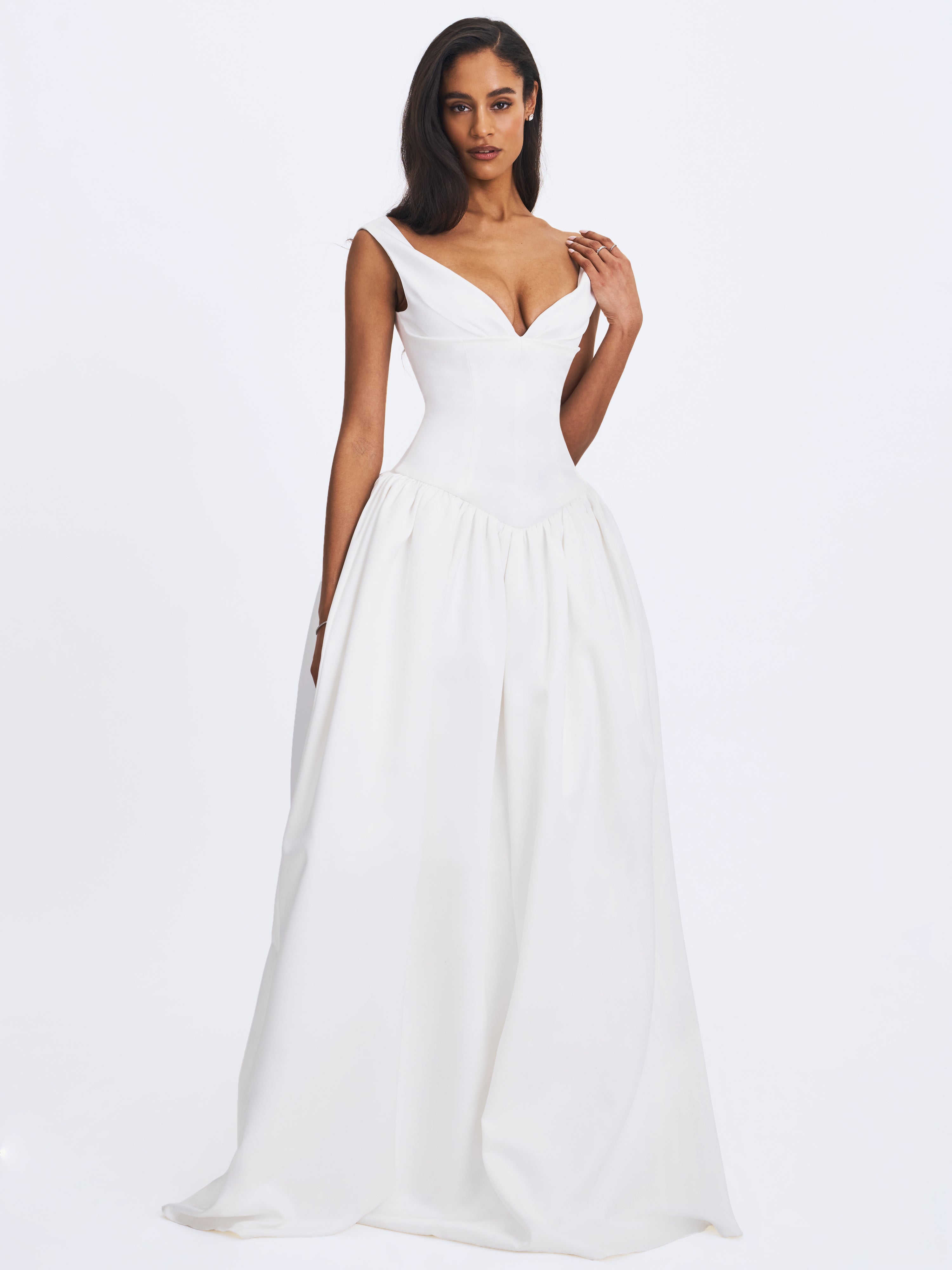 Siena White Satin Sweetheart Wedding Gown