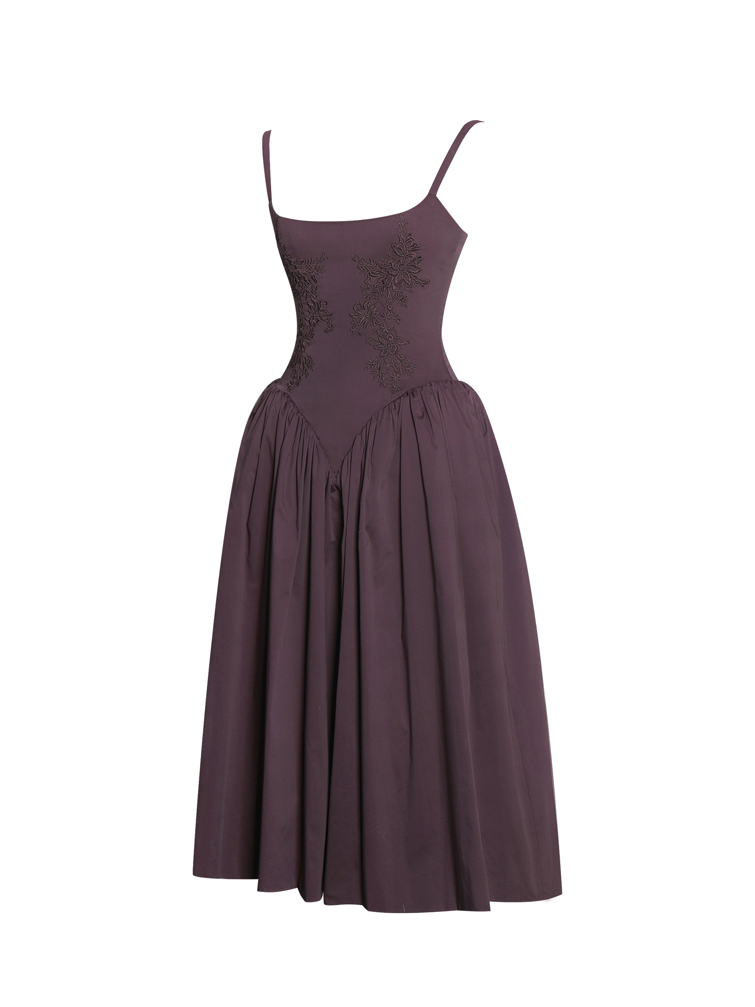 Oakleigh Blackberry Purple Cotton Lace-up Back Midi Dress