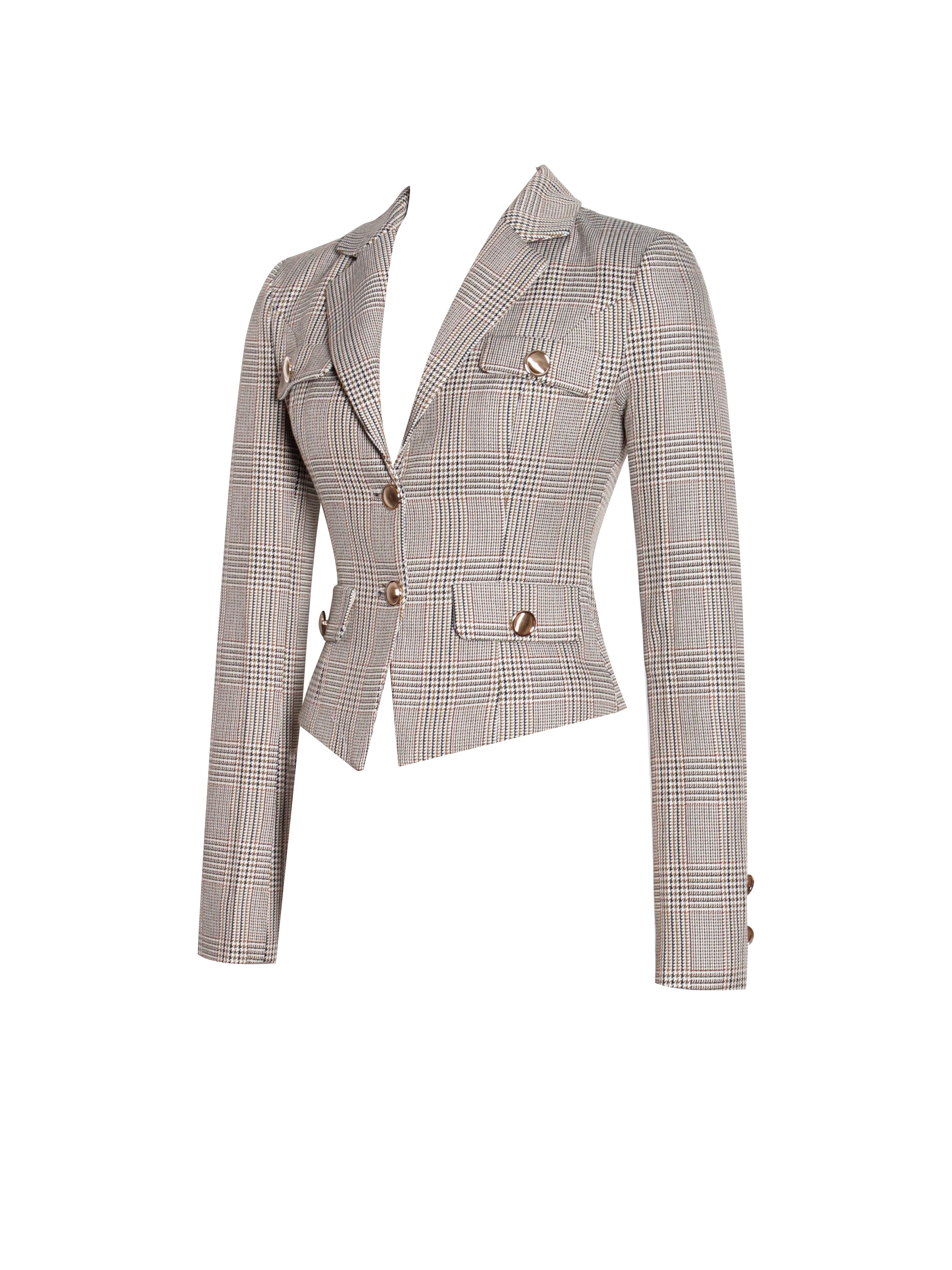 Oakley Brown Plaid Preppy Style Blazer Jacket